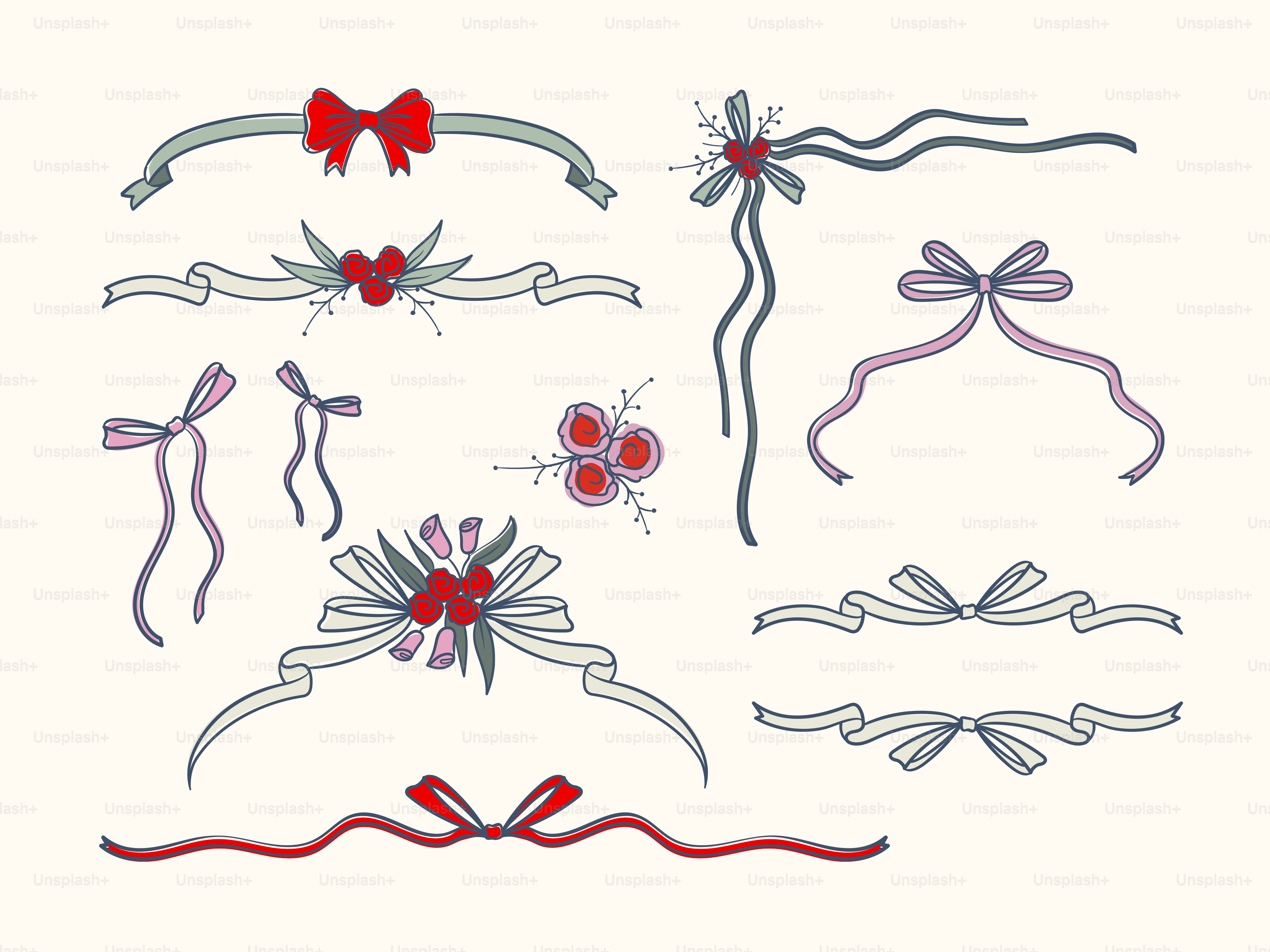 Various decorative bows and ribbons are displayed.