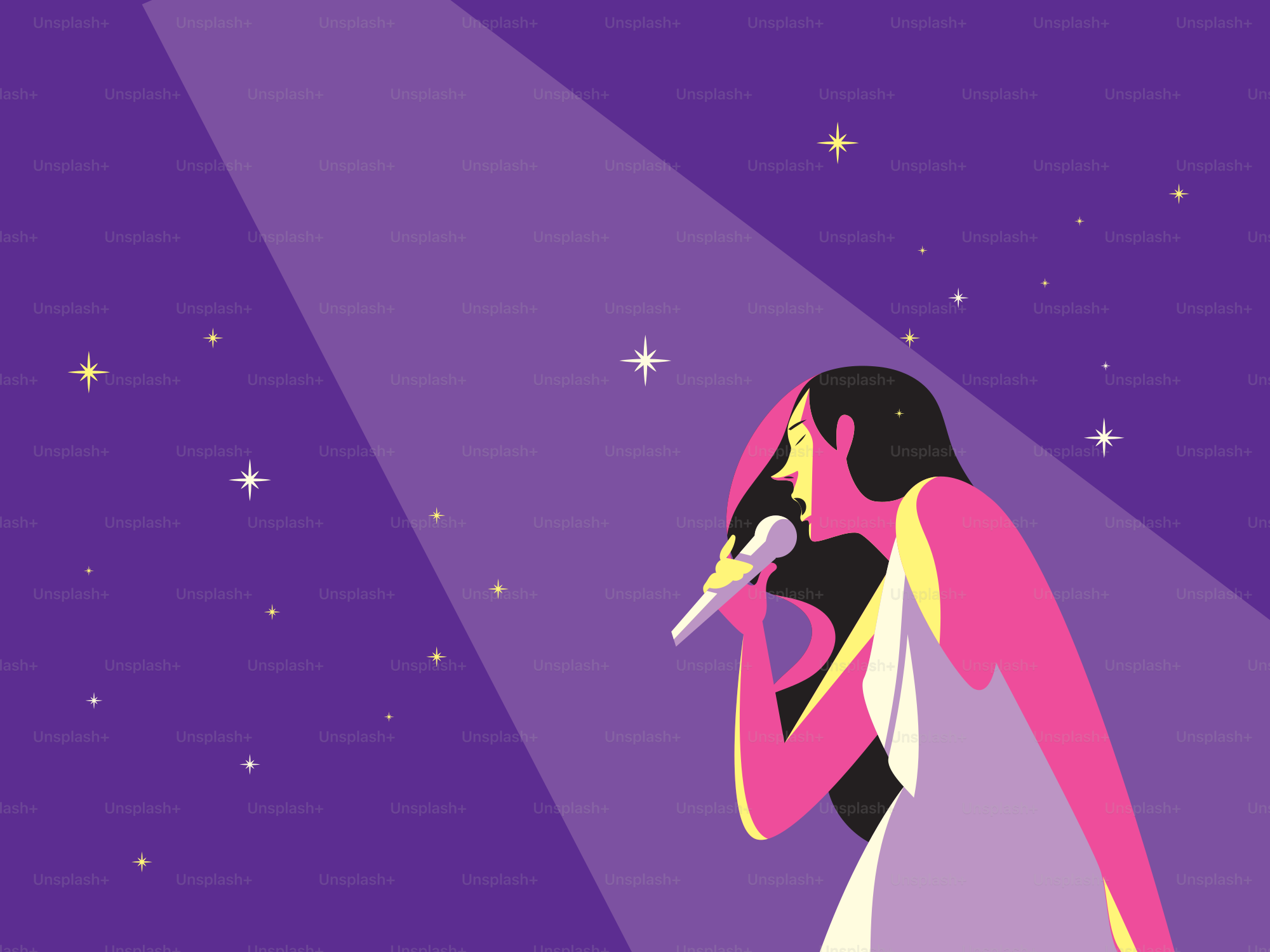 Un cantante se presenta en el escenario con focos.