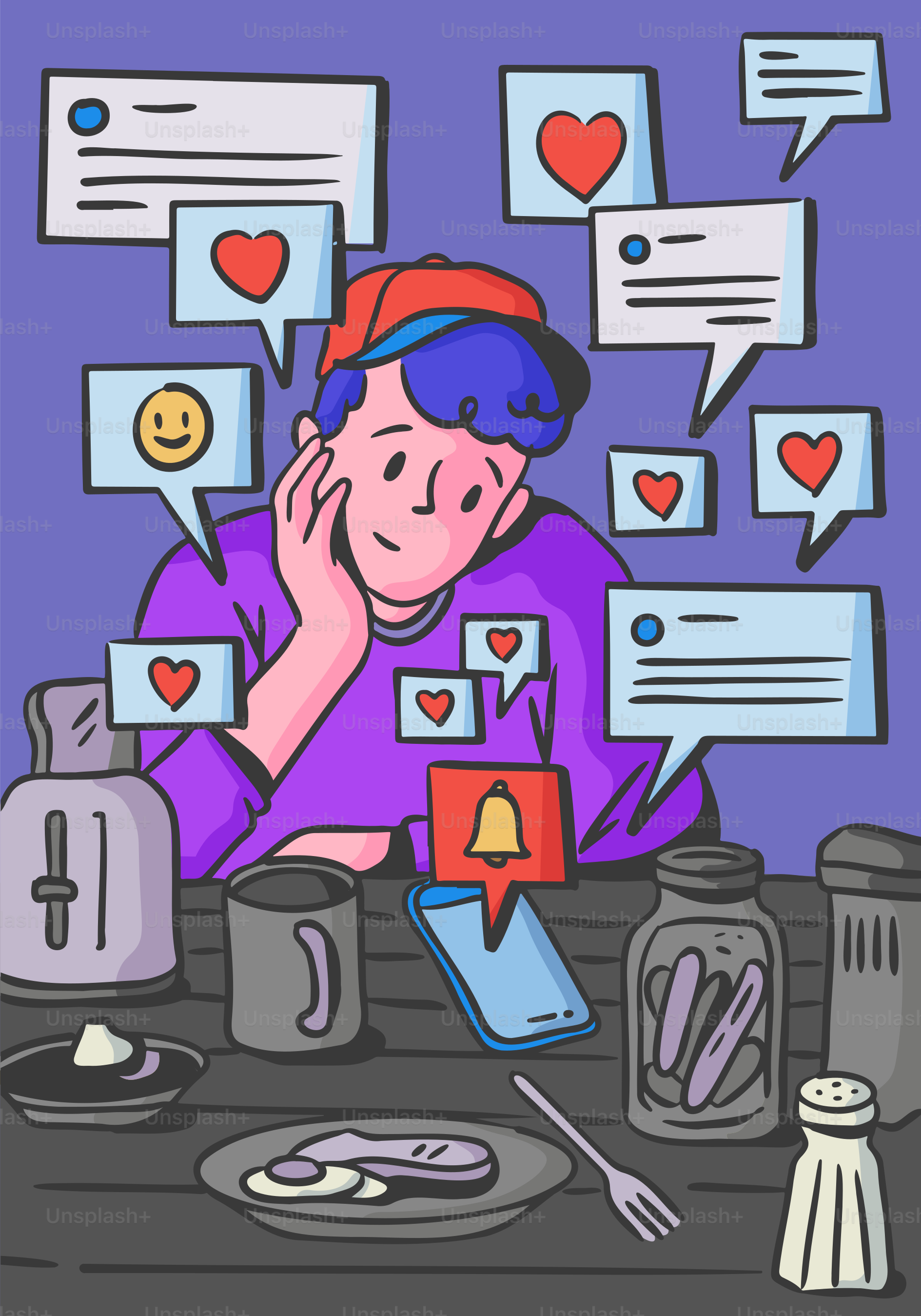 Les réactions sur les réseaux sociaux entourent une personne au petit-déjeuner.