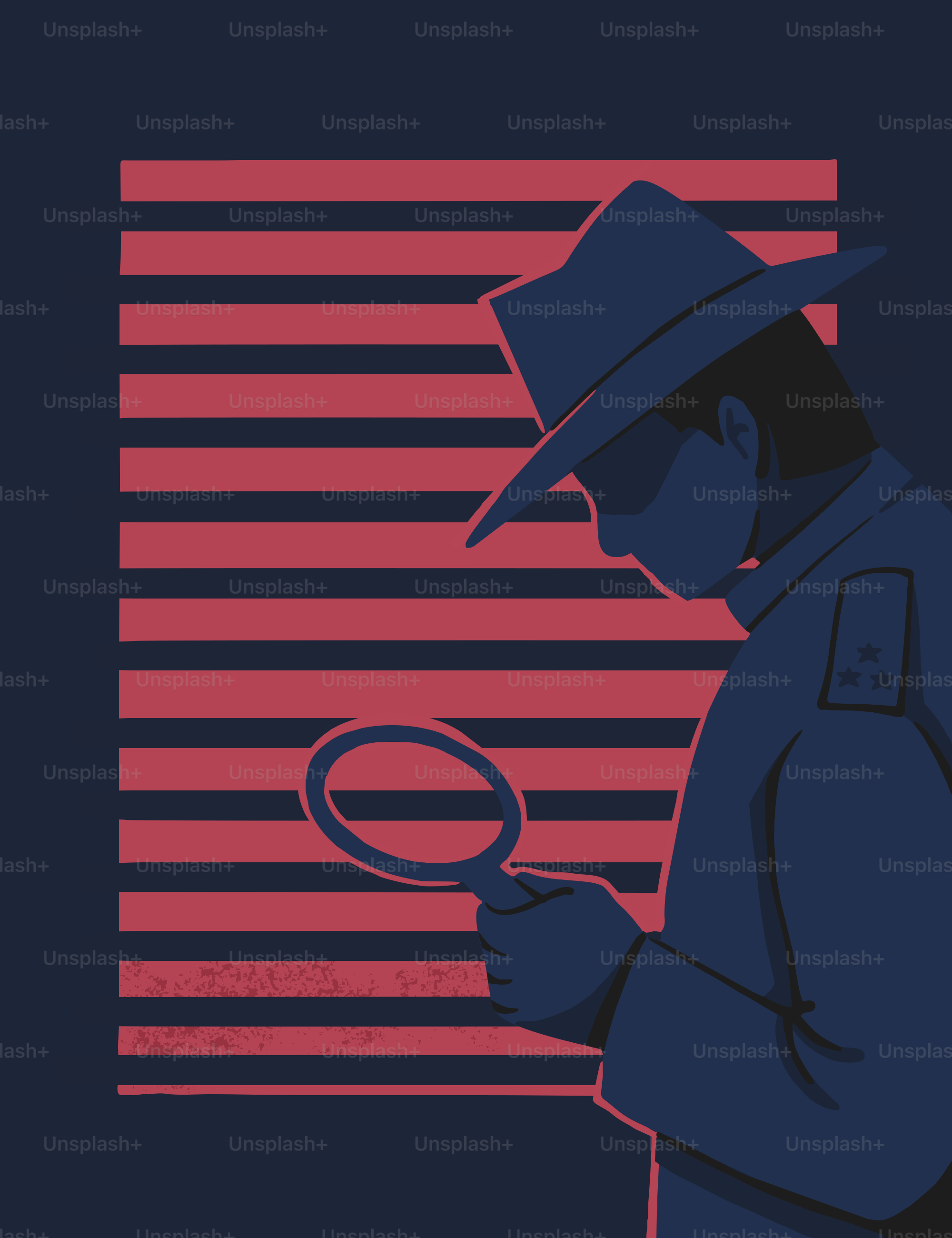 Un détective utilise une loupe pour enquêter.