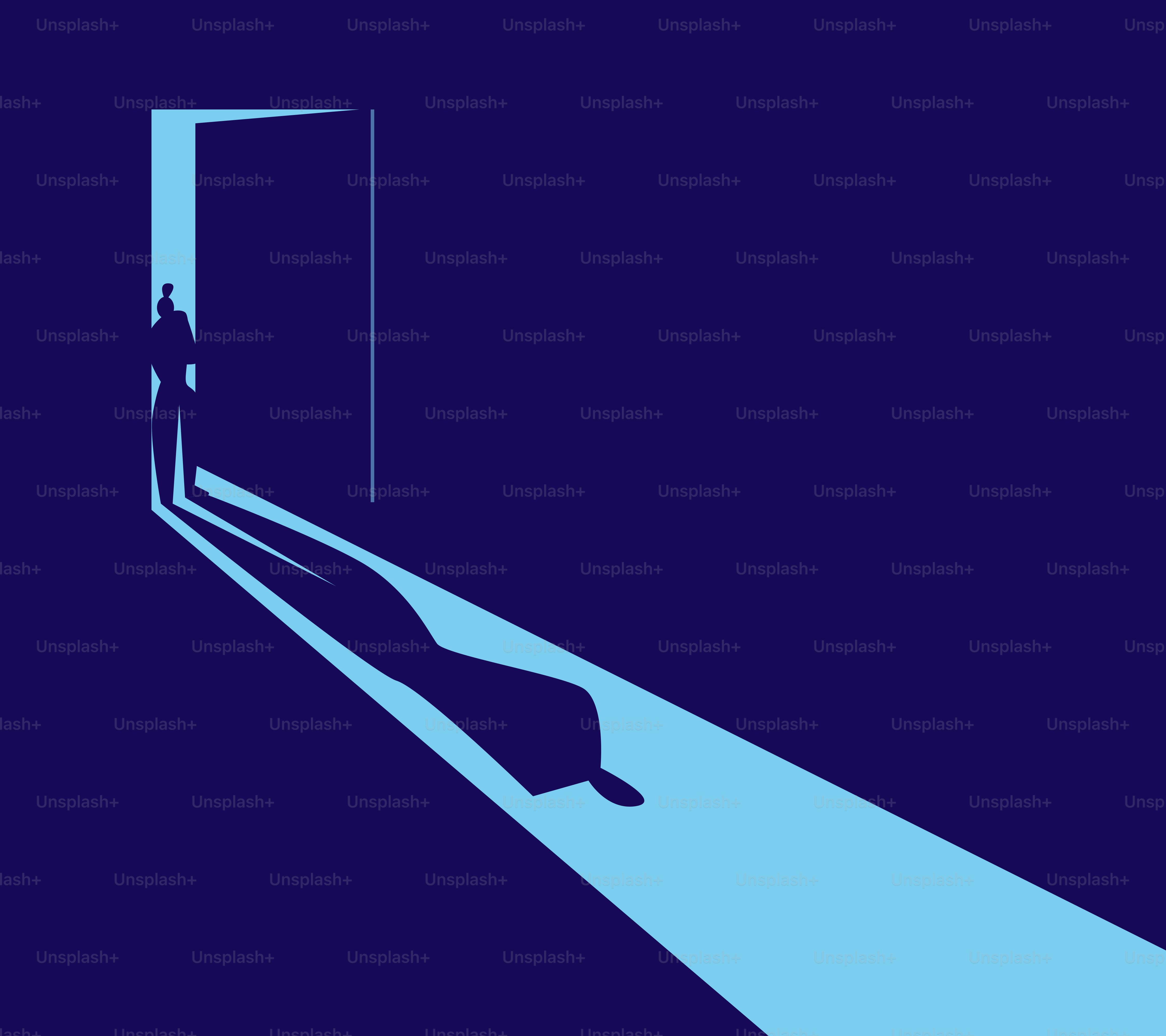 A silhouette stands in a bright doorway.