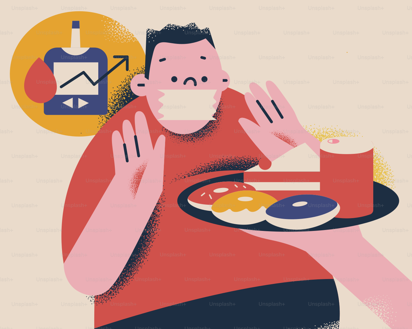 Person, die Süßigkeiten ablehnt, um Diabetes zu vermeiden.