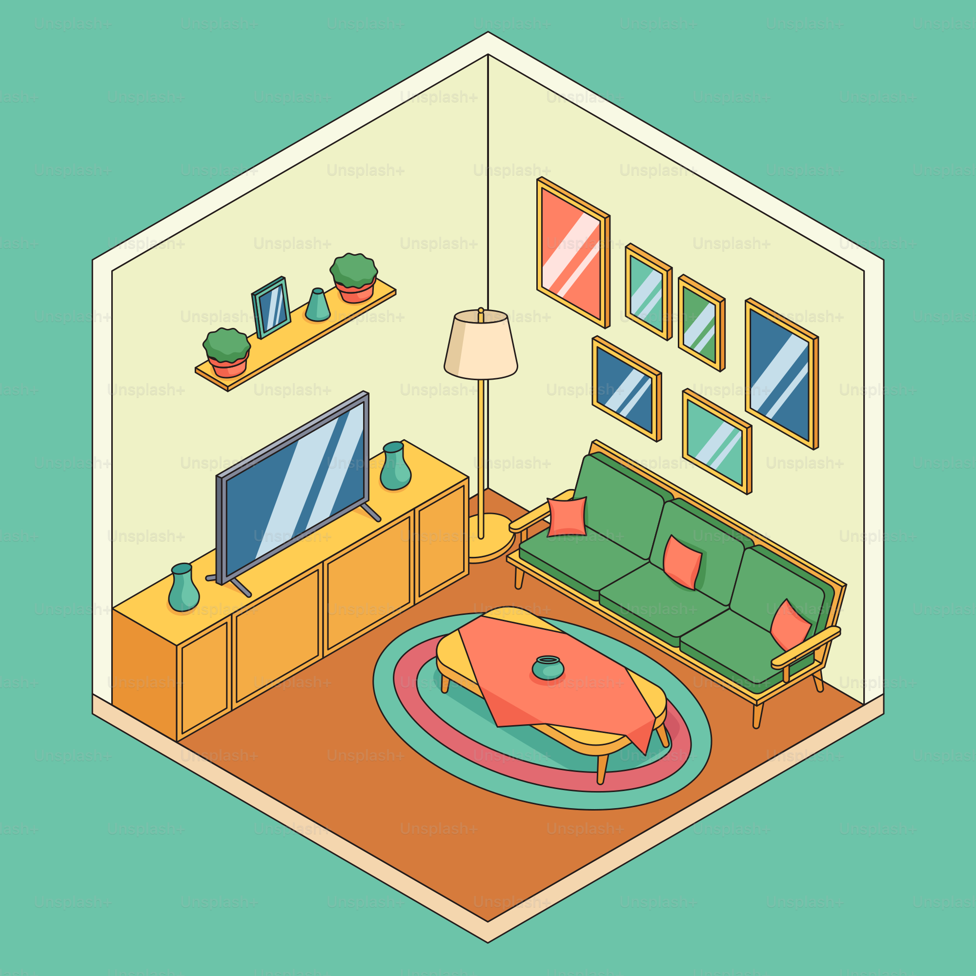 A cozy living room with furniture.