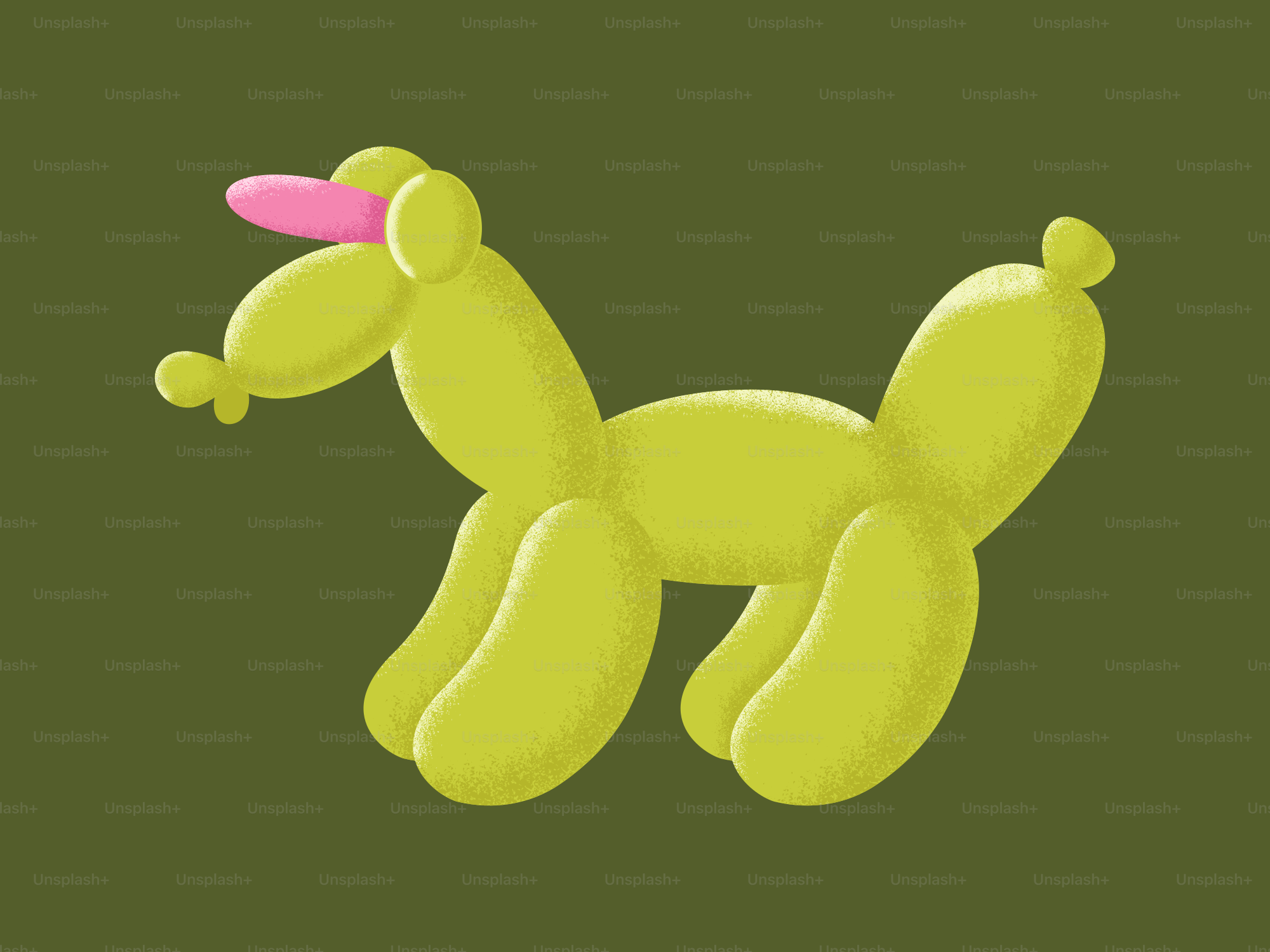 A yellow balloon dog stands proudly.