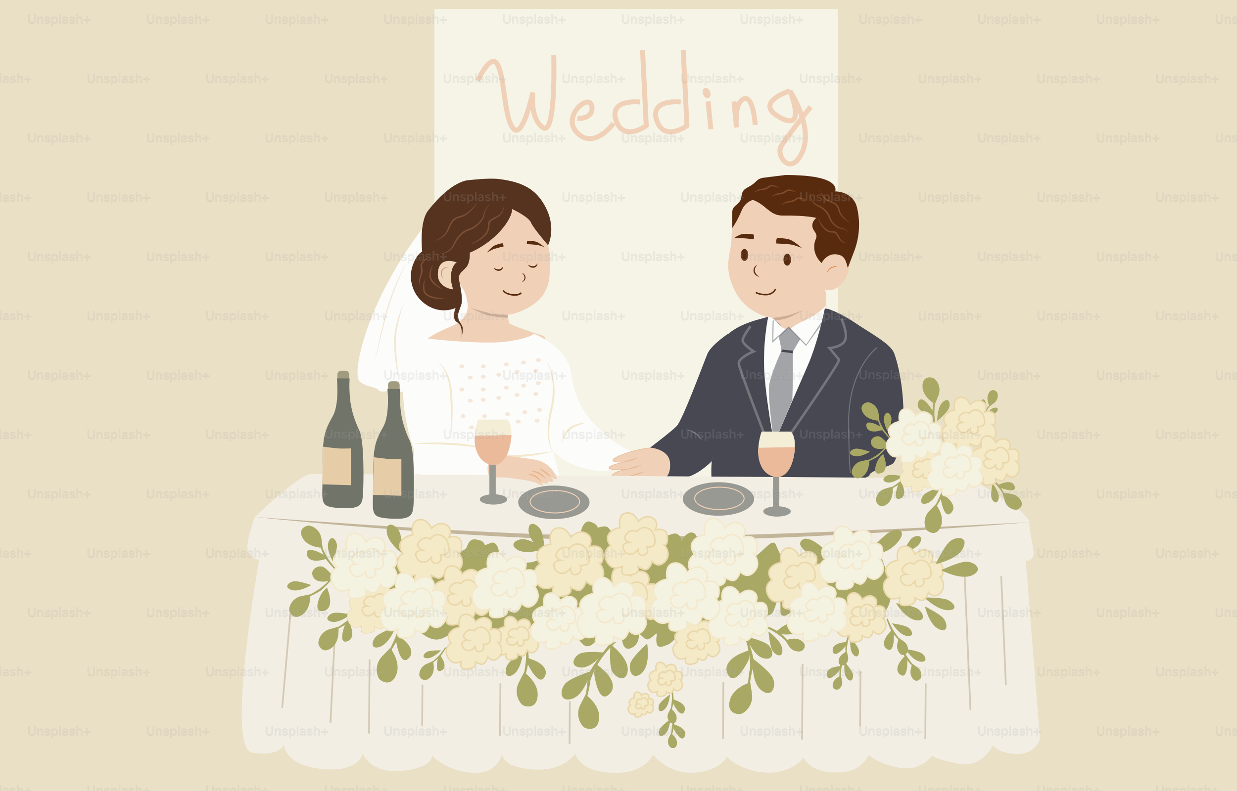 A newlywed couple celebrates their wedding reception.