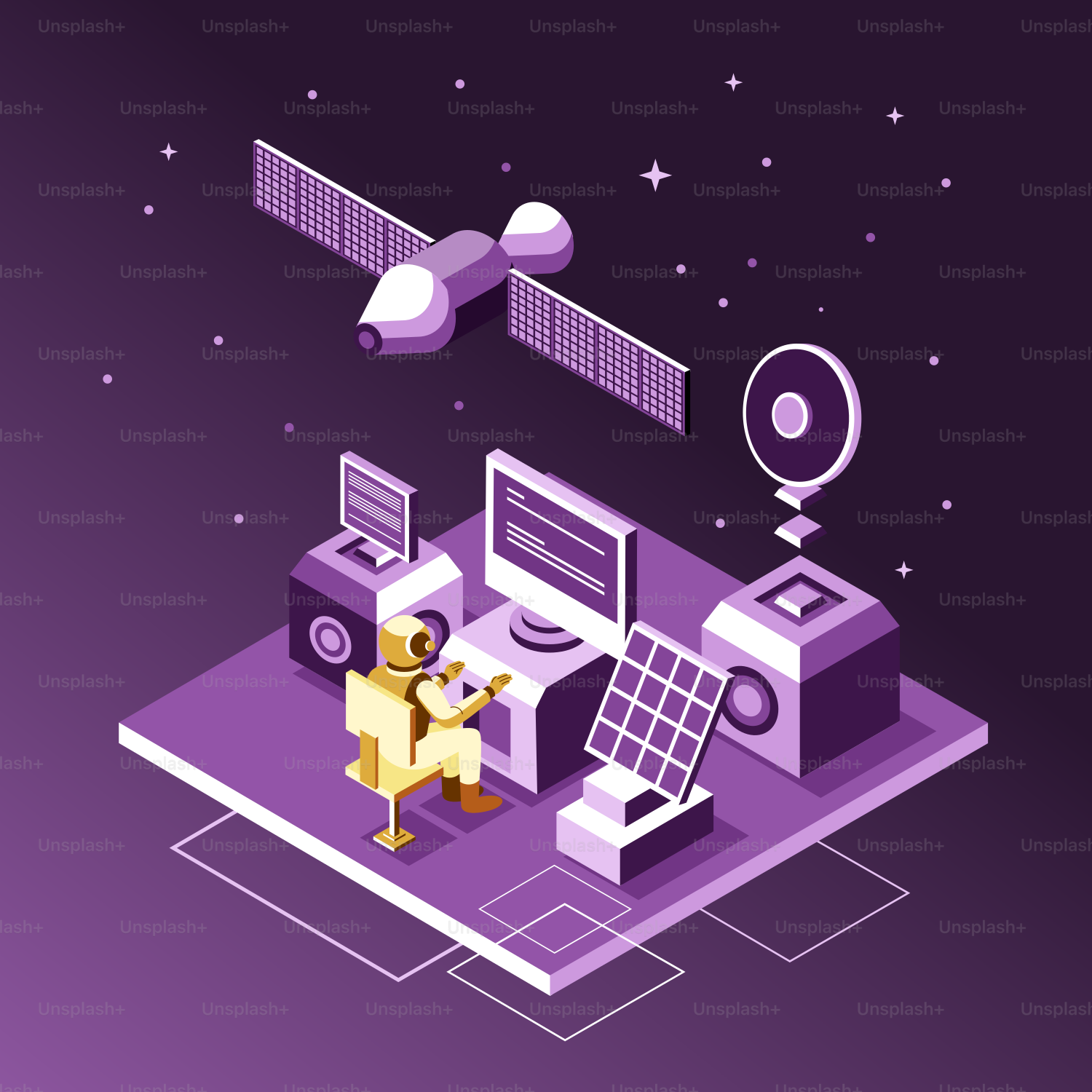 Ein Astronaut arbeitet in einer futuristischen Raumstation.