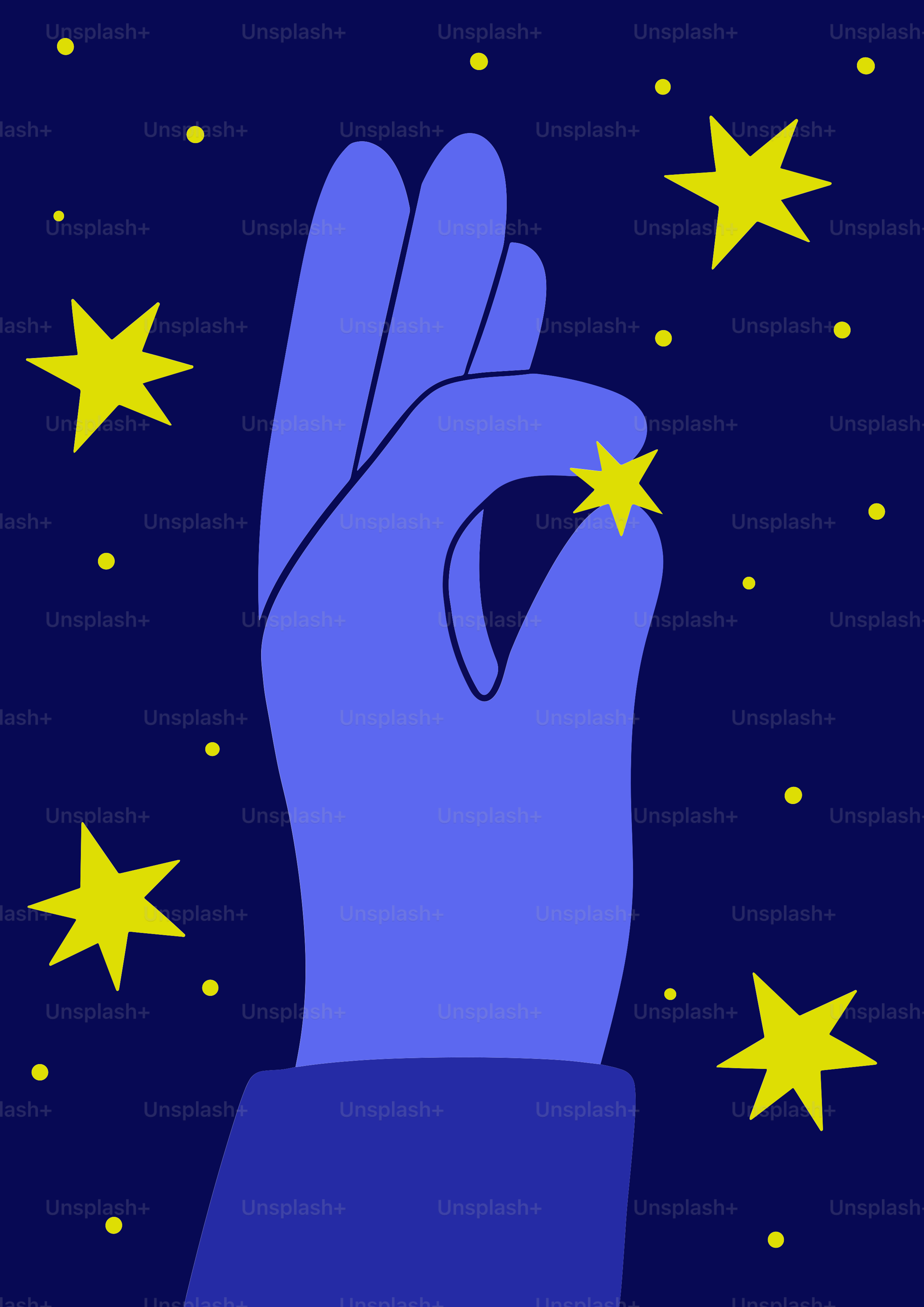 Hand holding a star against a dark blue sky.