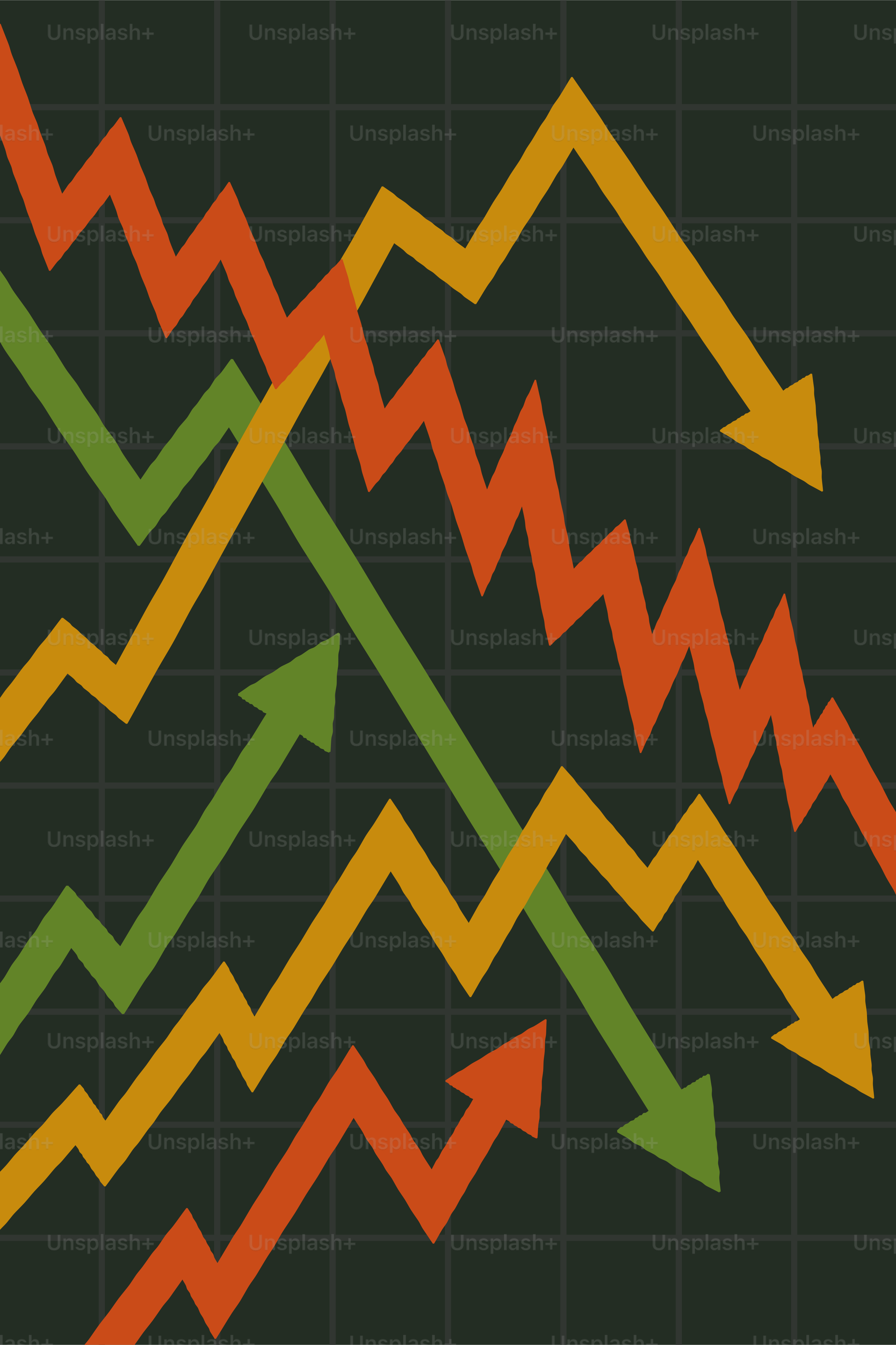 Tendencias del mercado bursátil: algunas al alza, la mayoría a la baja.