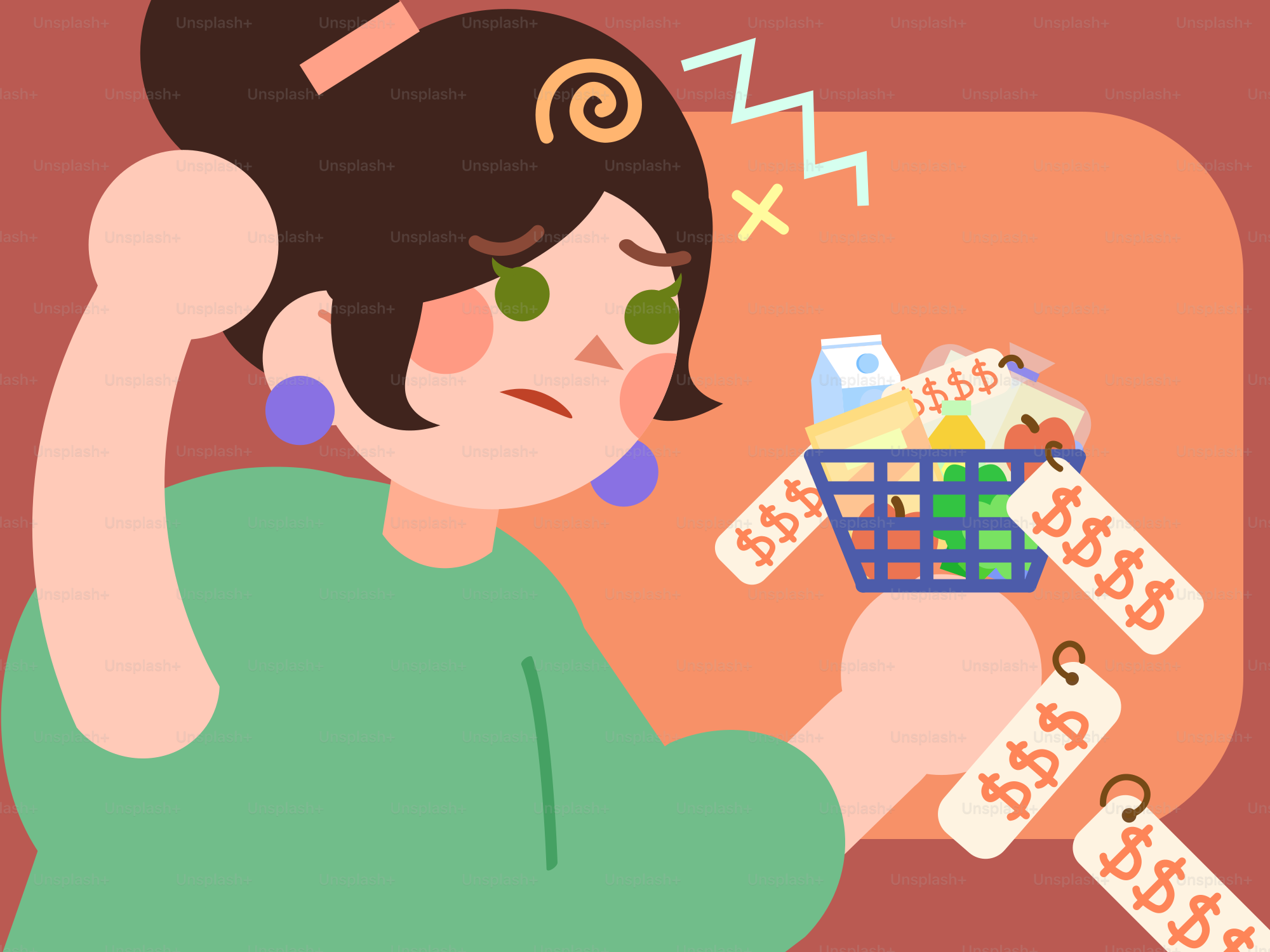 Uma pessoa preocupada olha para o aumento dos preços dos alimentos.