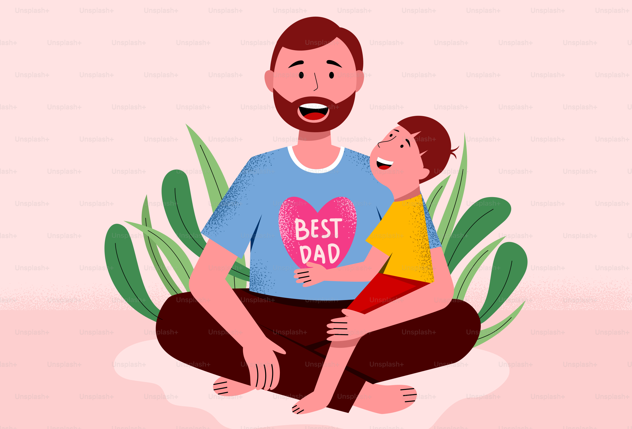 Father and son share a loving embrace.