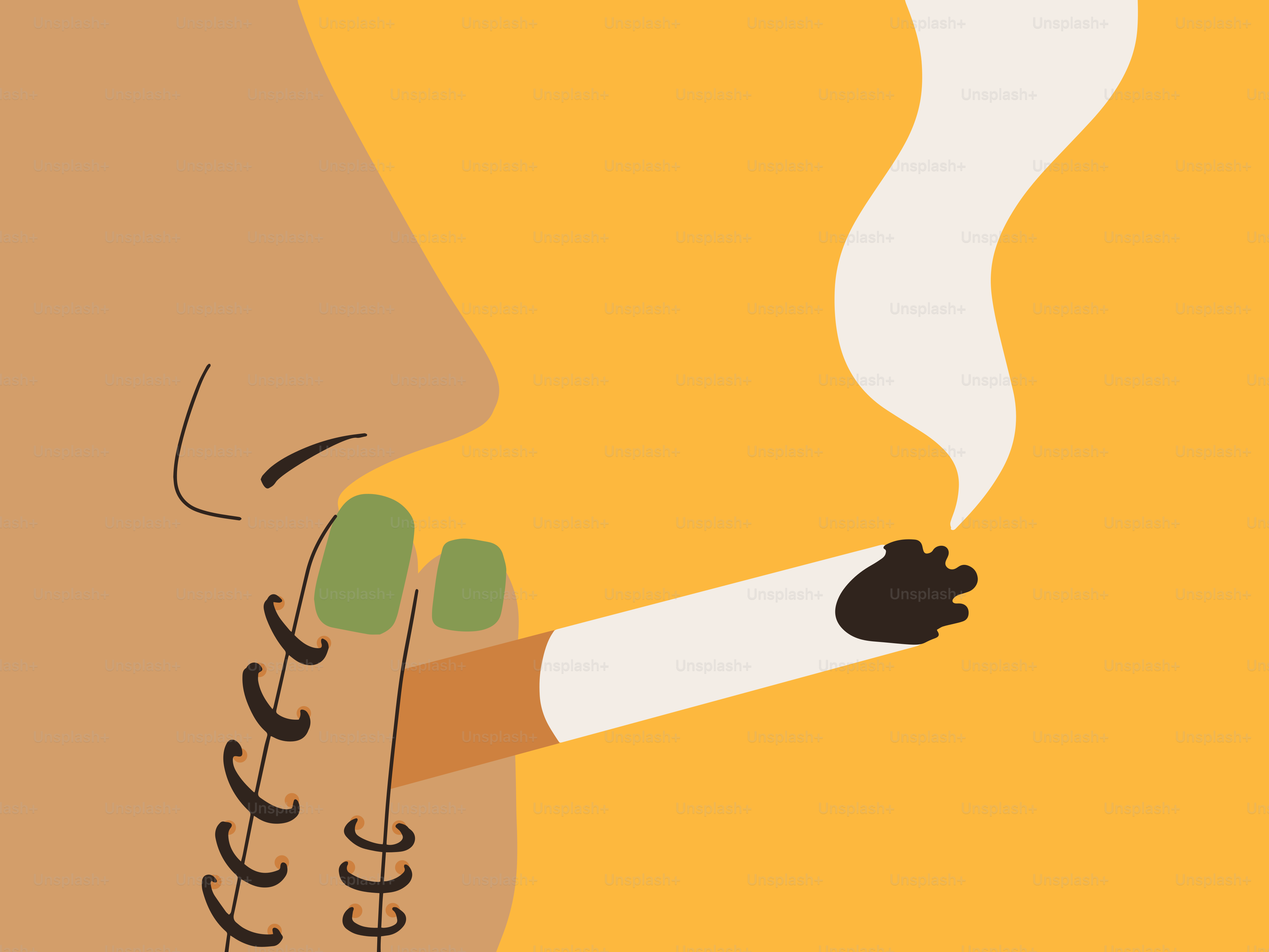 A mouth is sealed while smoking.