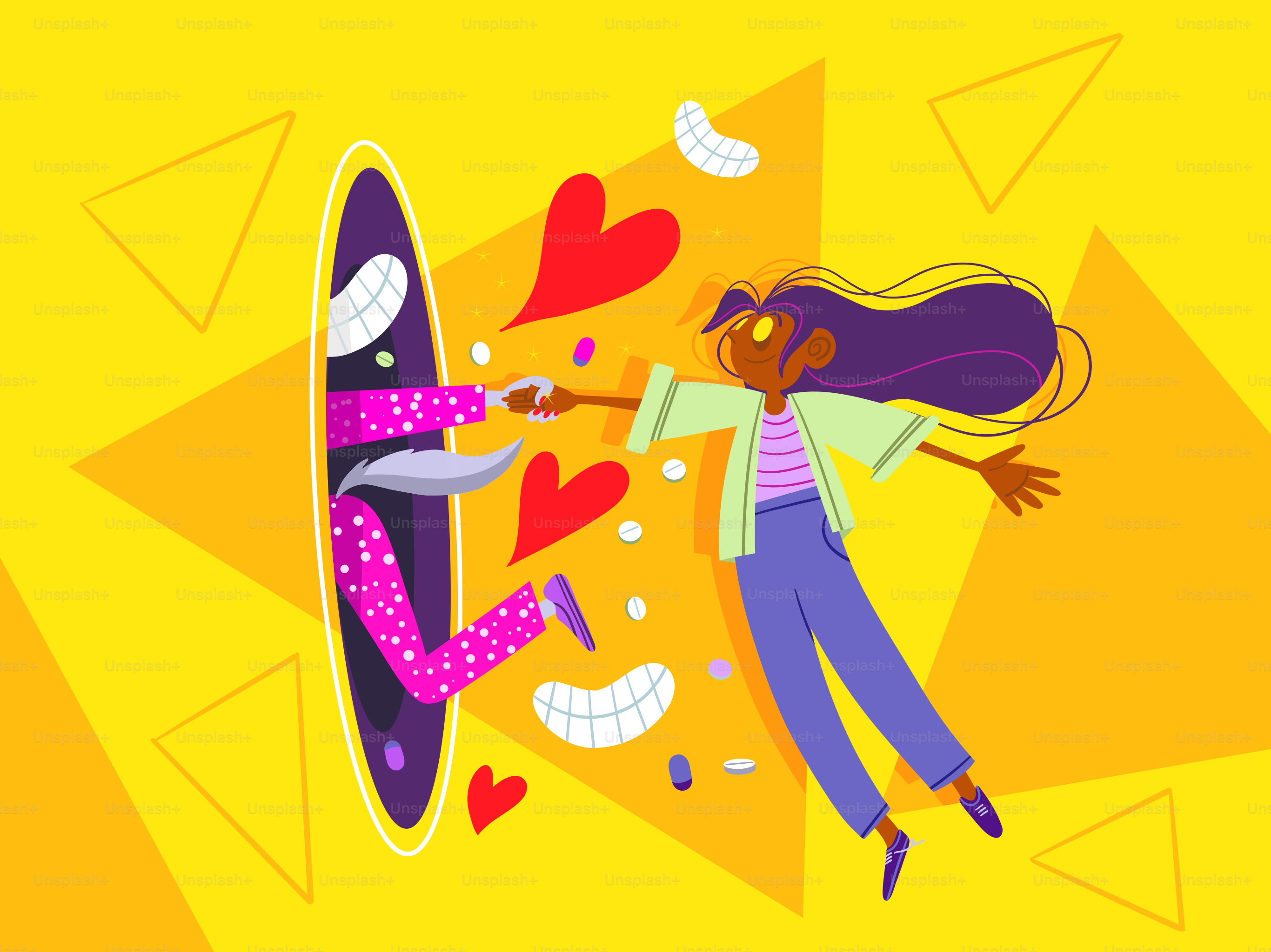 Reaching for connection and love through a portal.