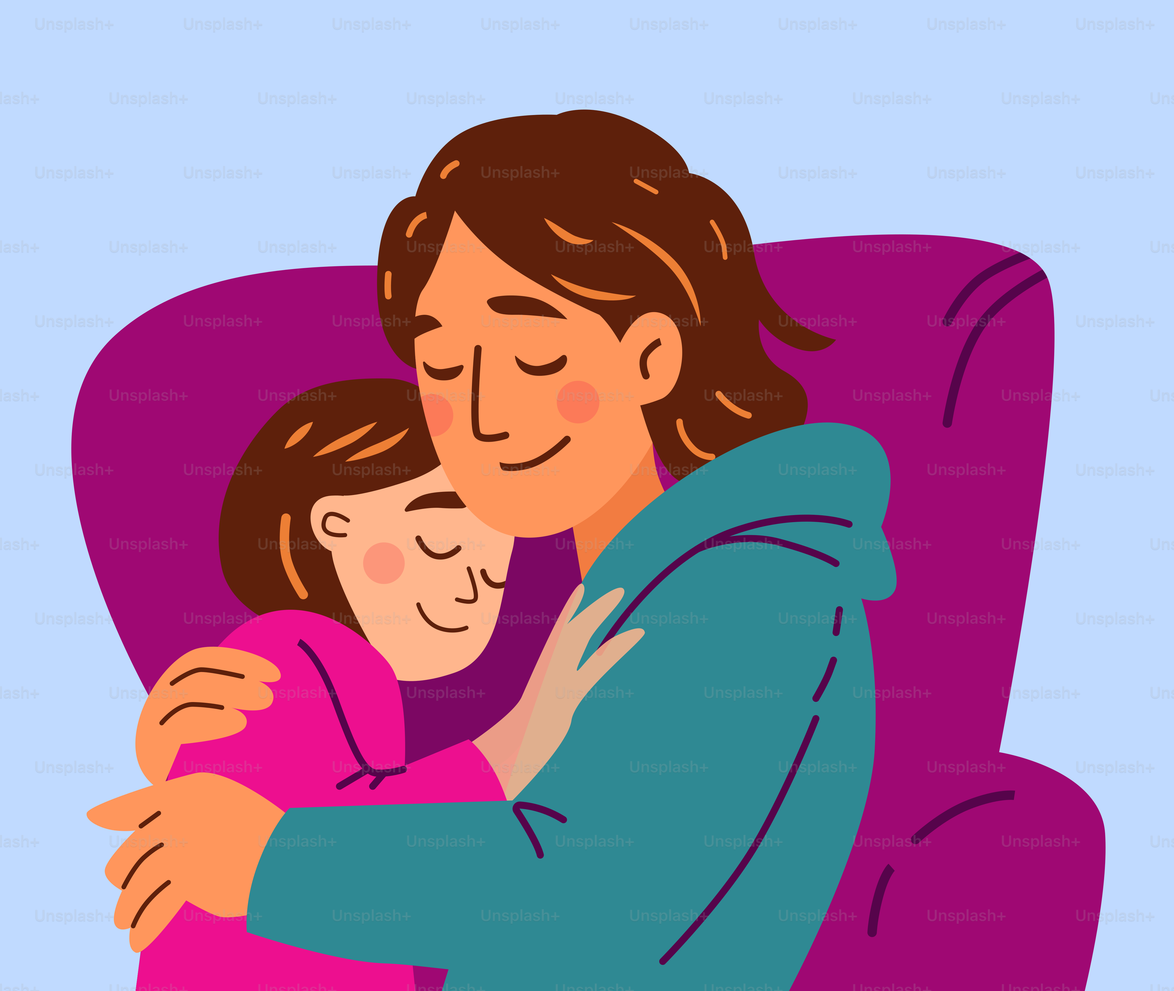 Ibu dan anak perempuan berbagi pelukan penuh kasih