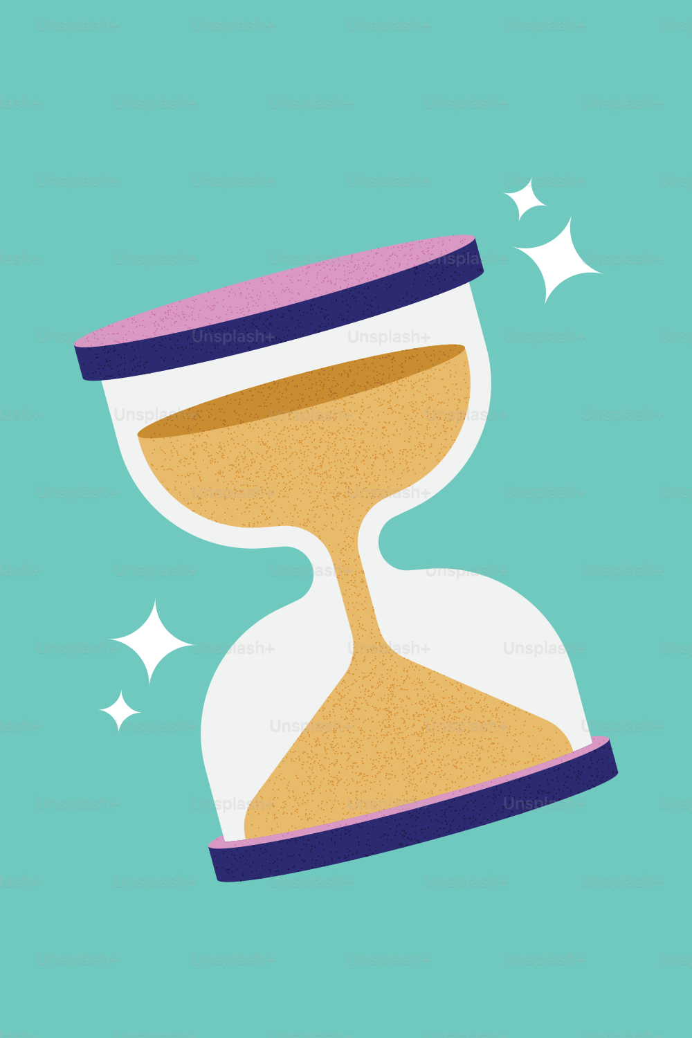 Uma ampulheta indica a passagem do tempo.