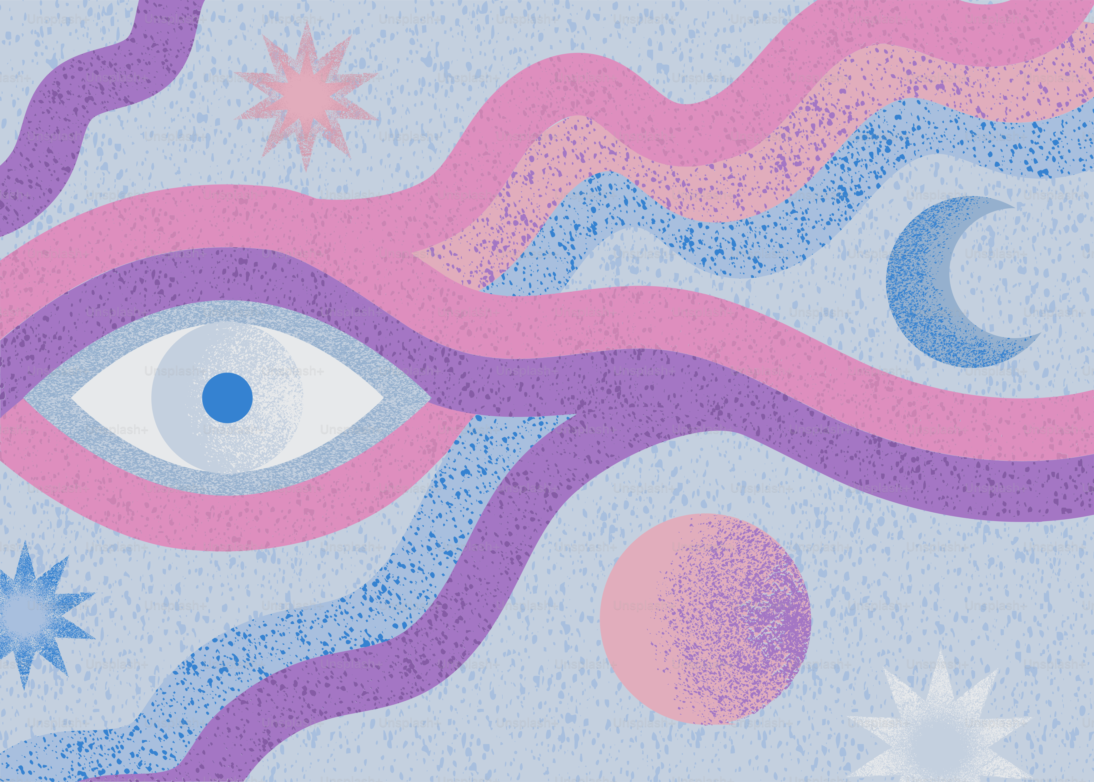 Mystical eye and celestial patterns are illustrated.