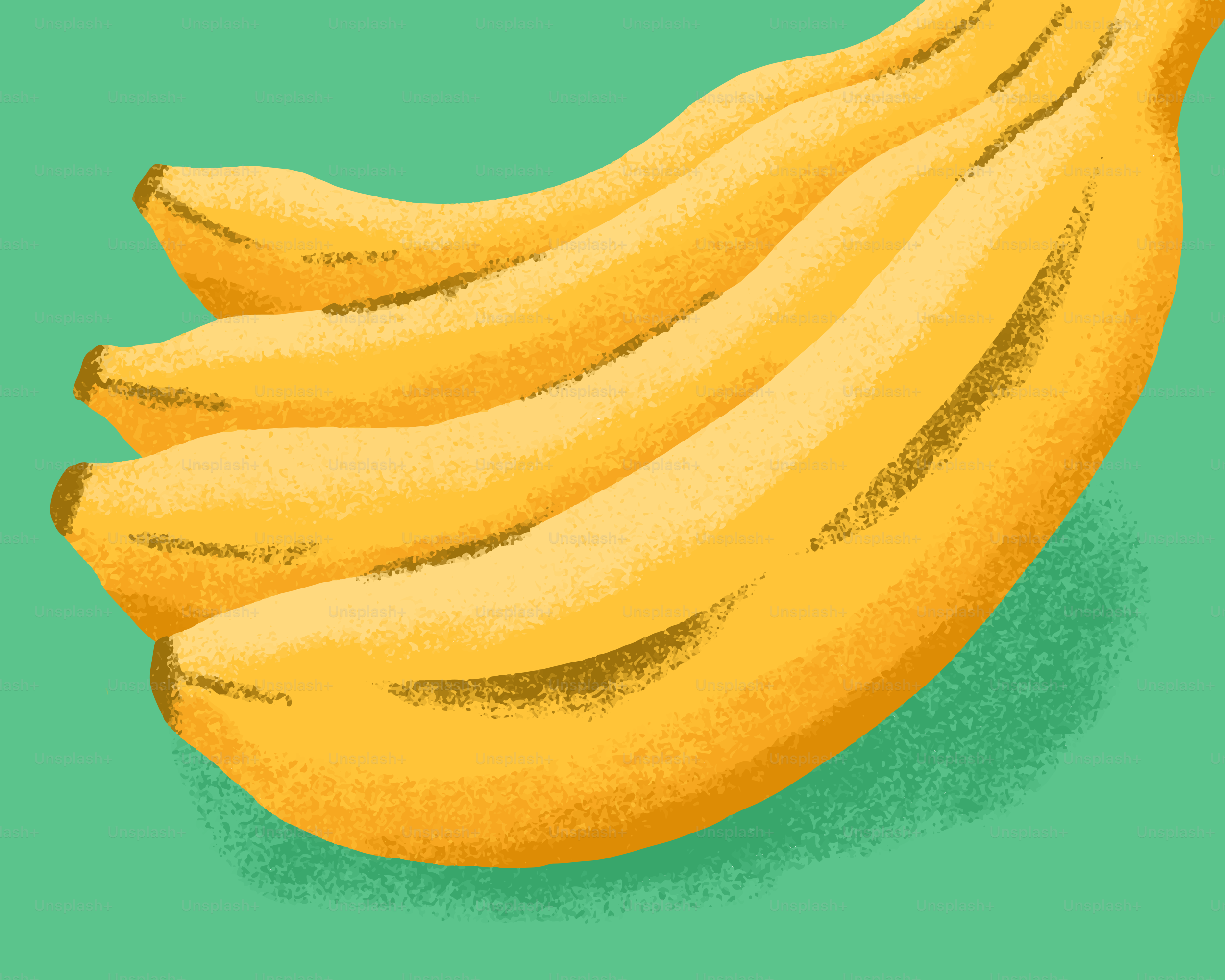Here is a caption: ripe yellow bananas on a green surface.