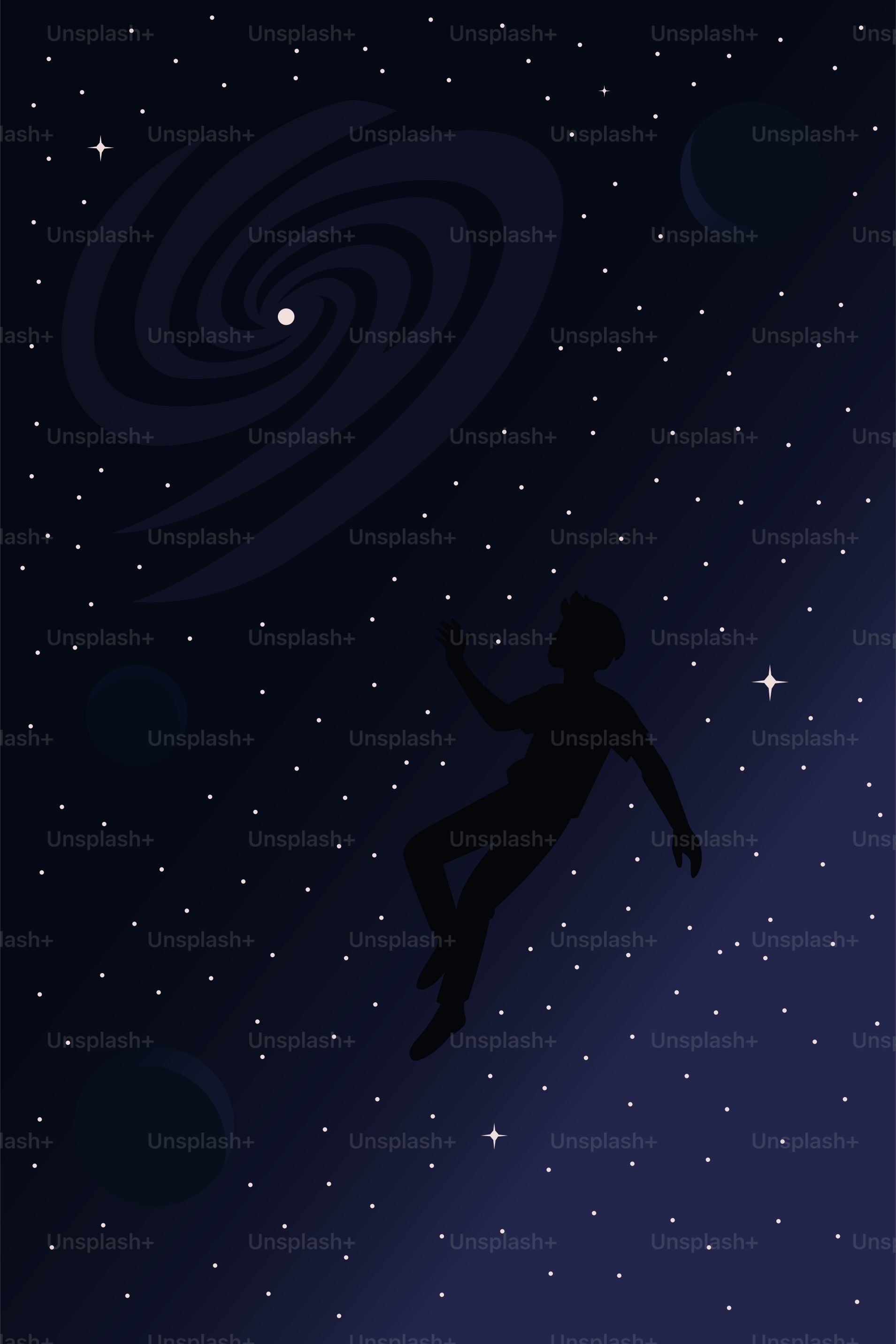 Astronaut floats in space, near a galaxy.