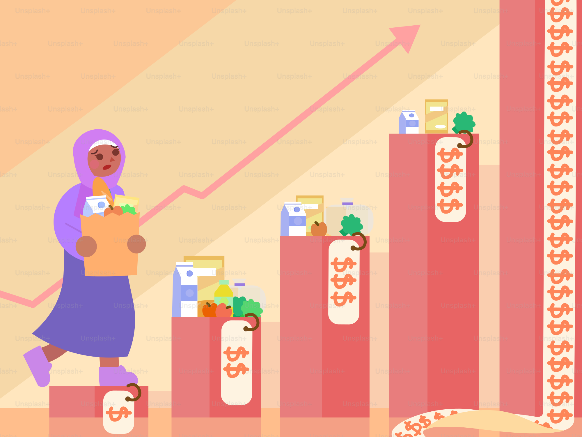 Los precios de los comestibles están aumentando, lo que ilustra la inflación.