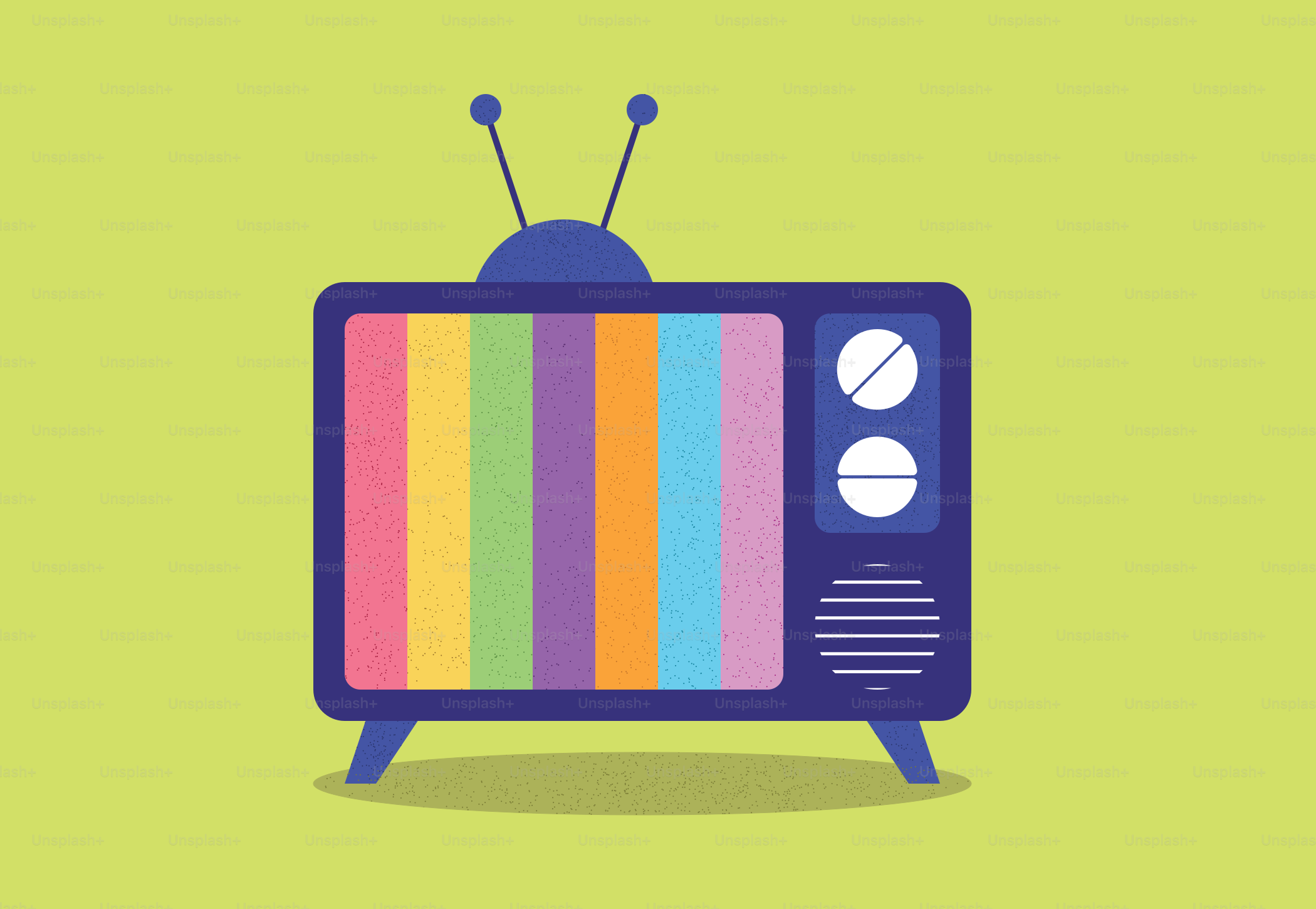 Aquí tienes un pie de foto: un televisor antiguo muestra barras de colores.