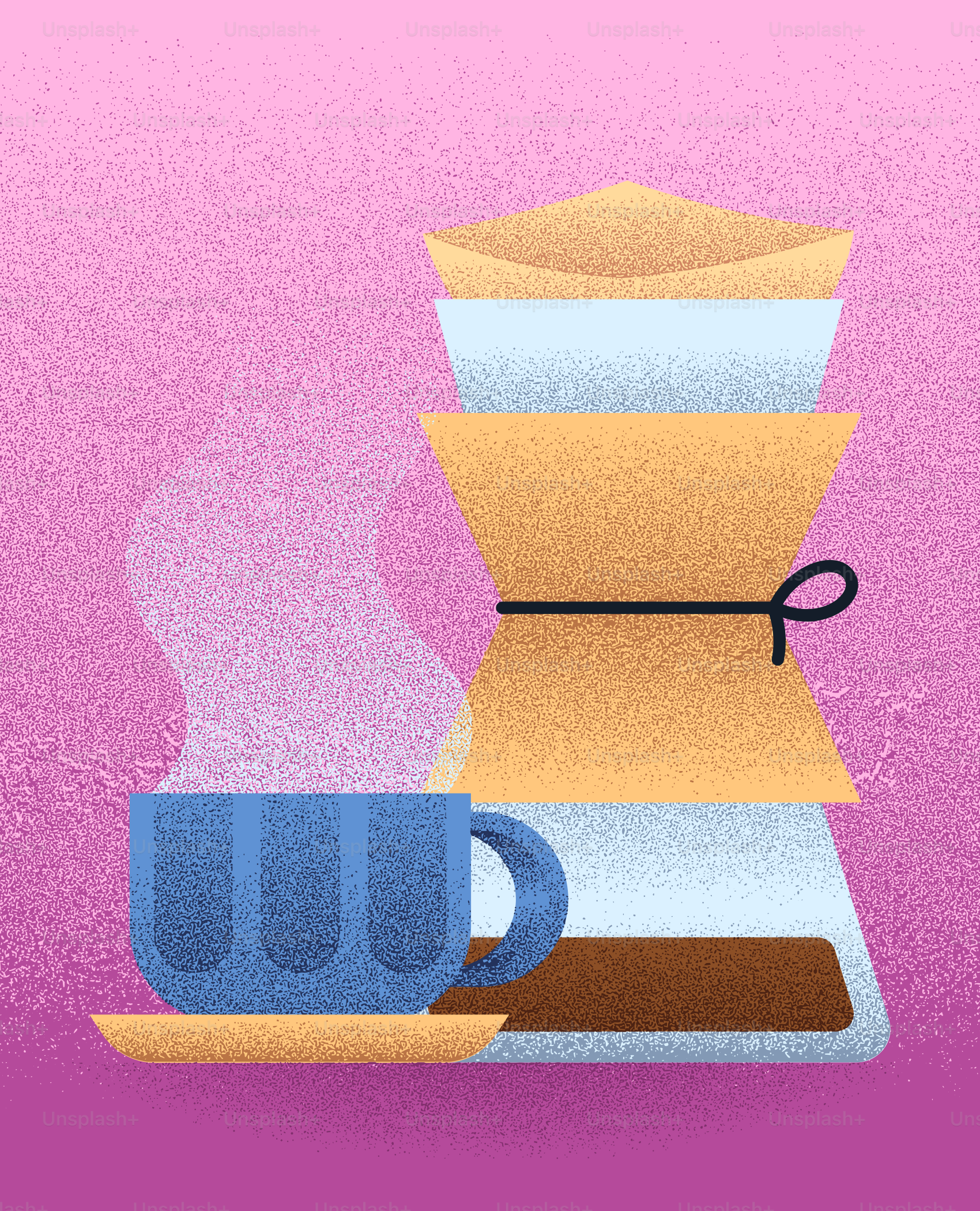 Freshly brewed coffee is steaming in a blue cup.
