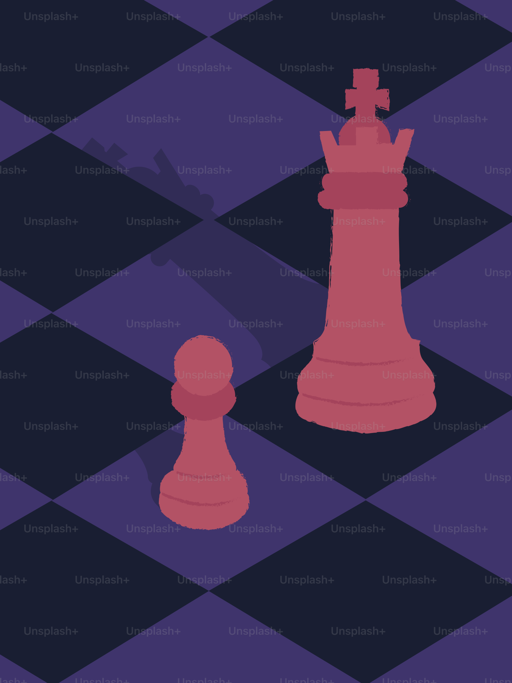 Chess pieces, a king and a pawn.