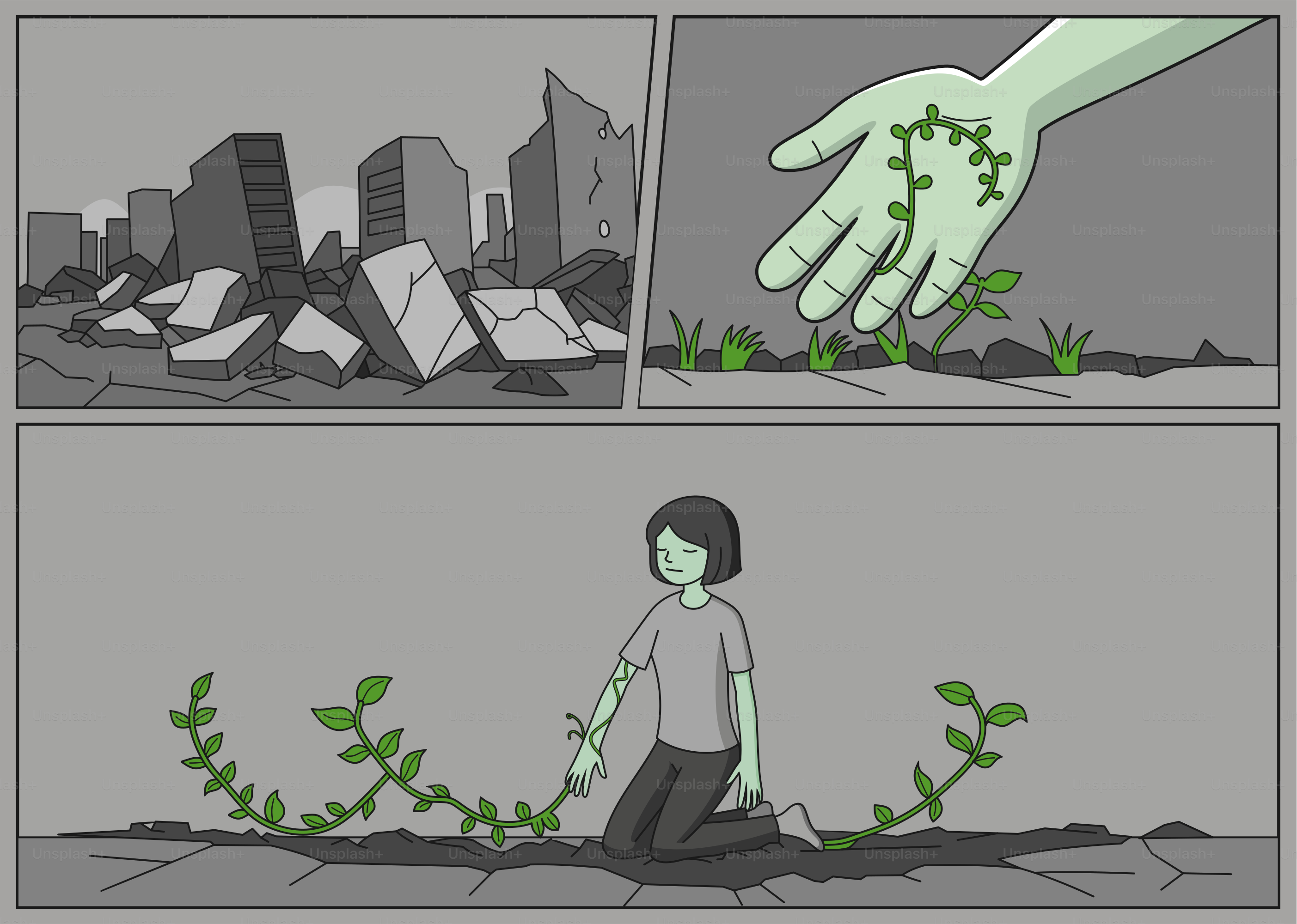 Rebirth and growth bloom from destruction.