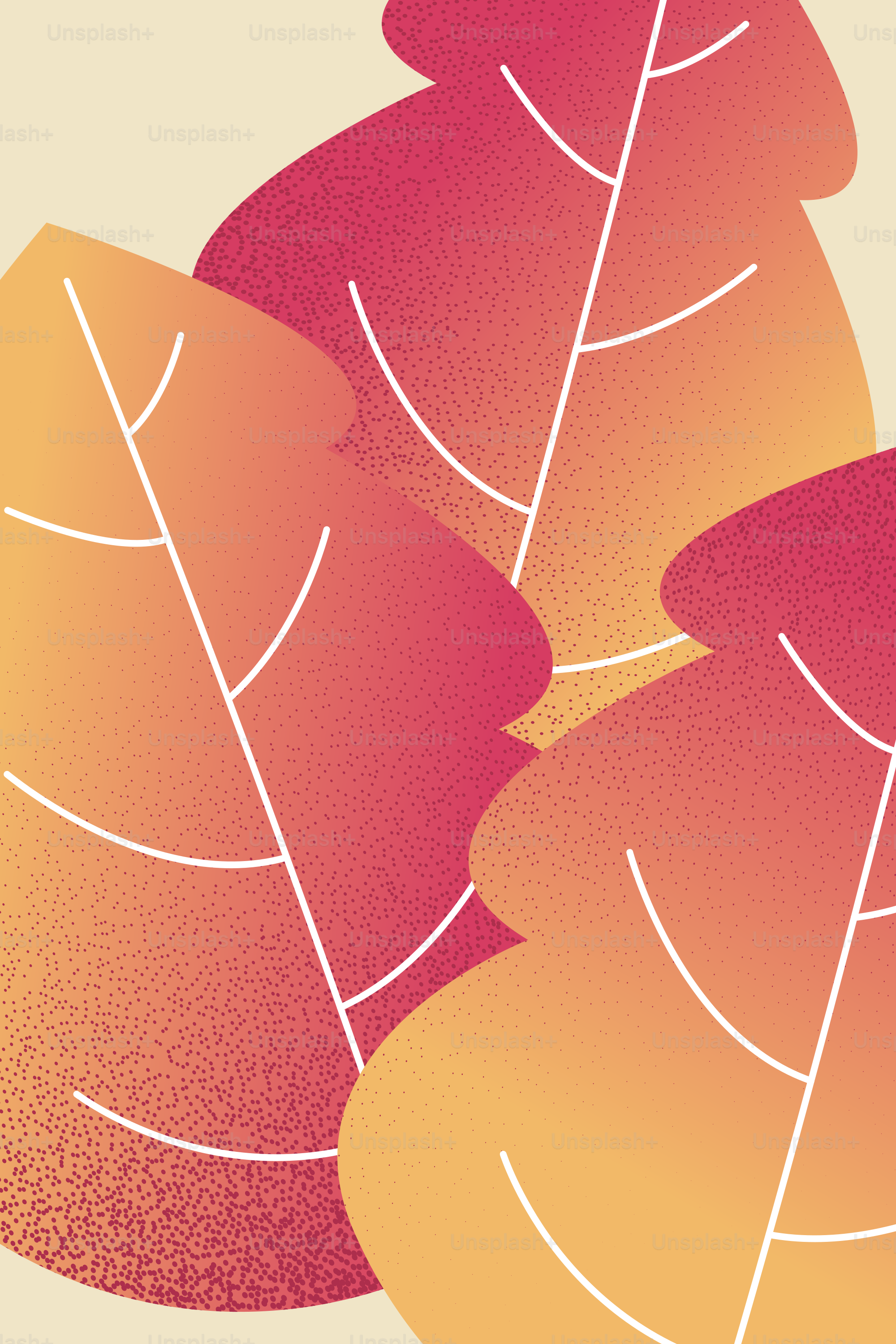 In questa illustrazione sono raffigurate tre foglie colorate.