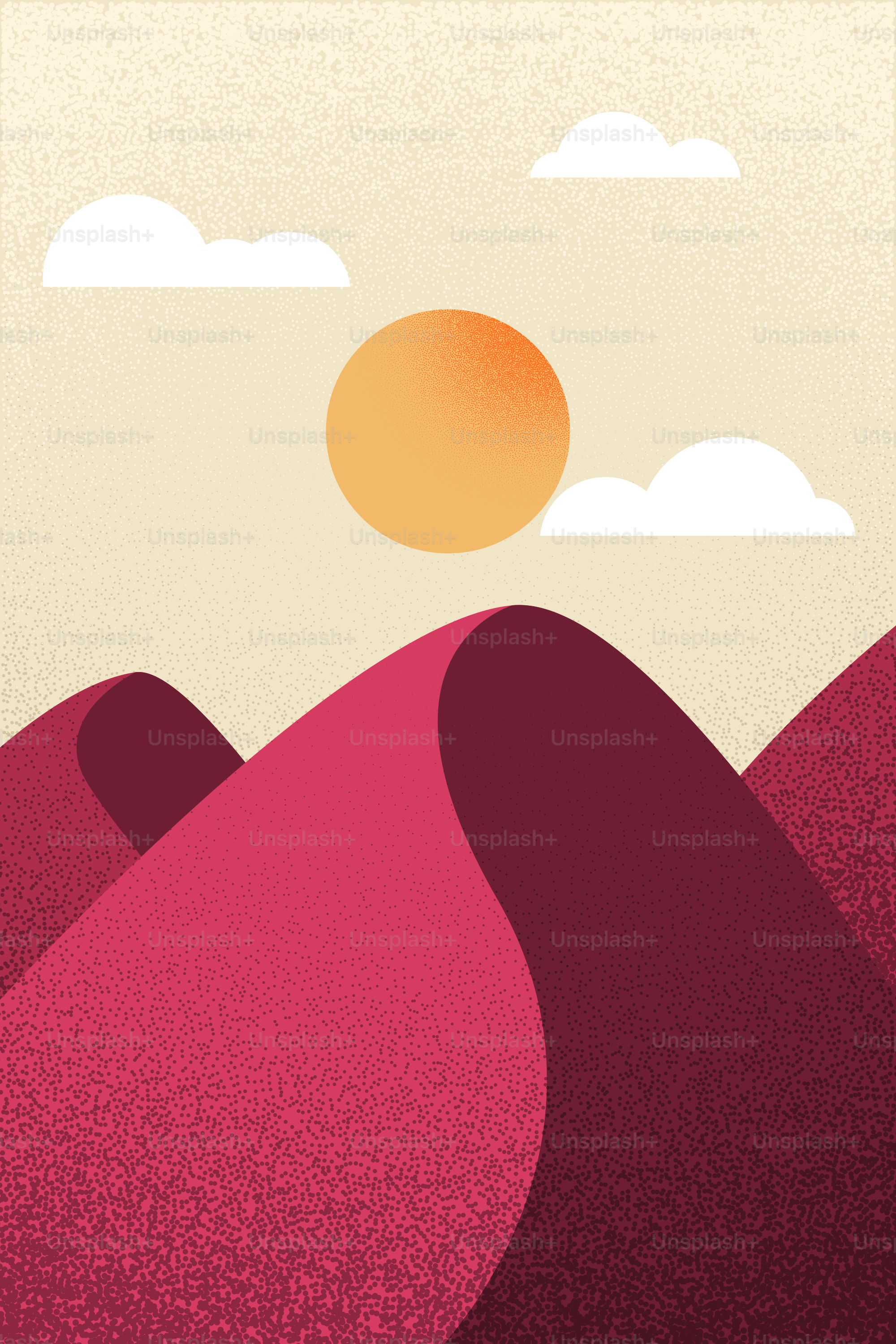 Sonnenaufgang über rosa Wüstendünen.