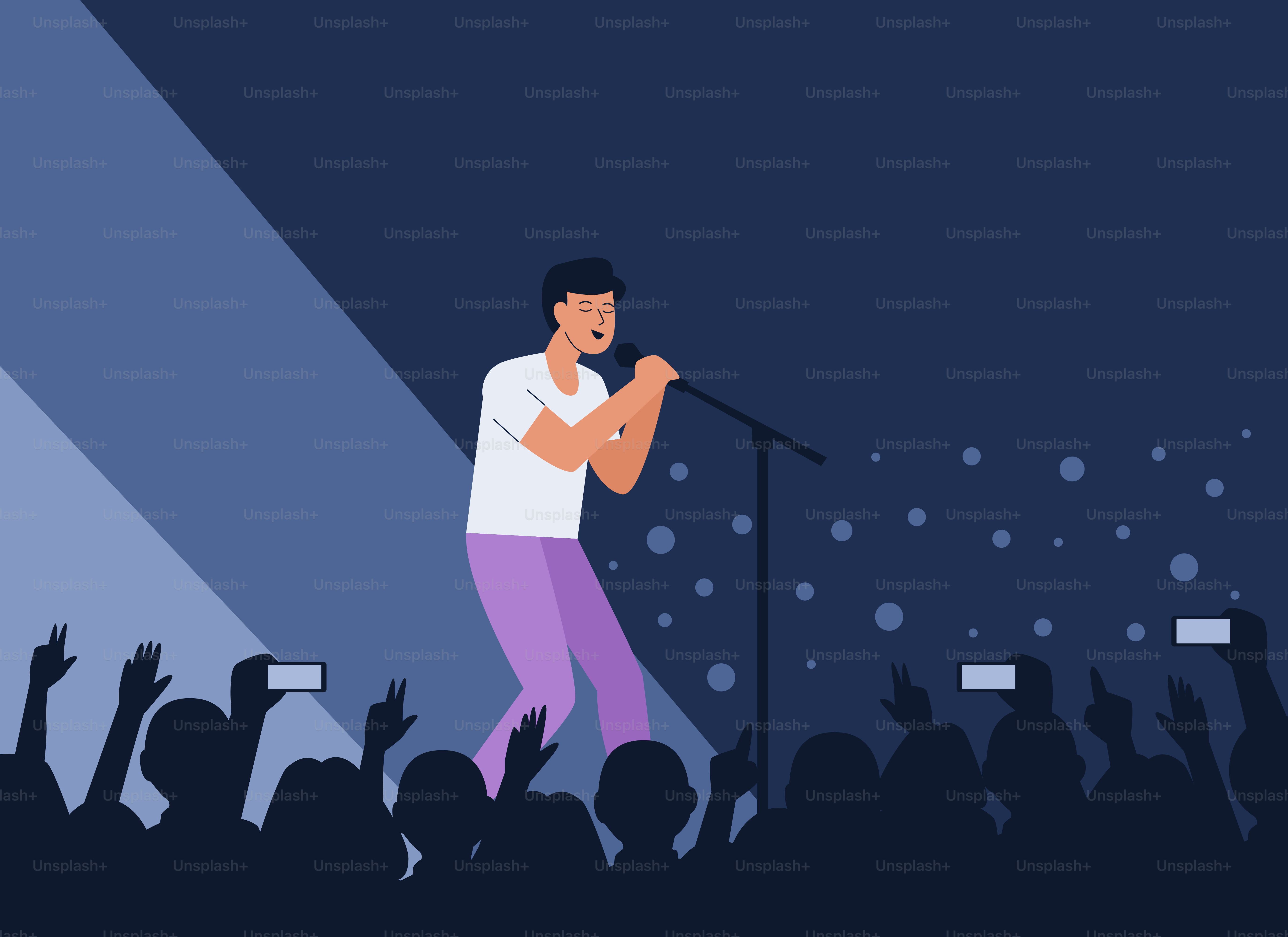 Singer performs on stage in front of an audience.