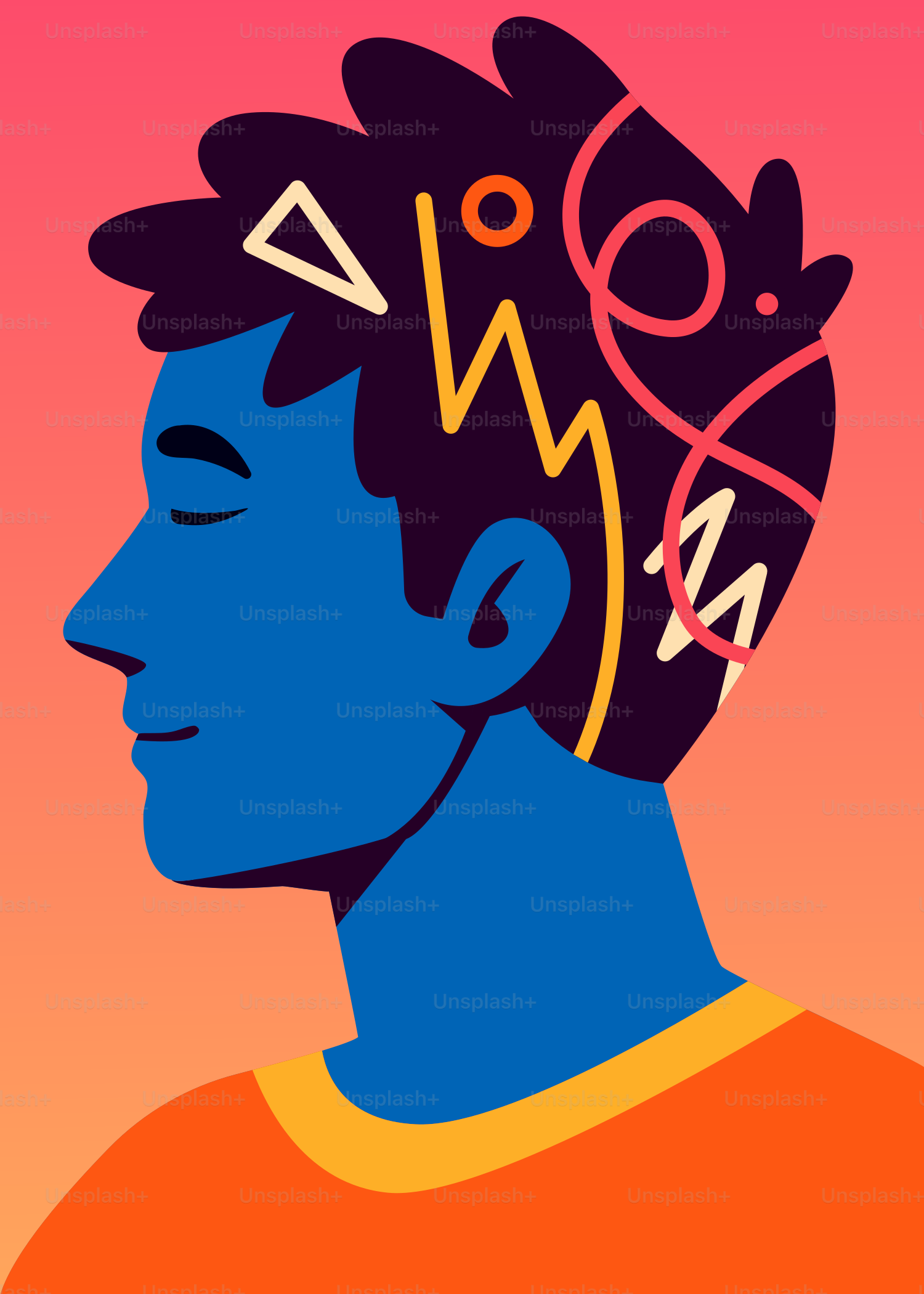 A person with creative thoughts in their head.