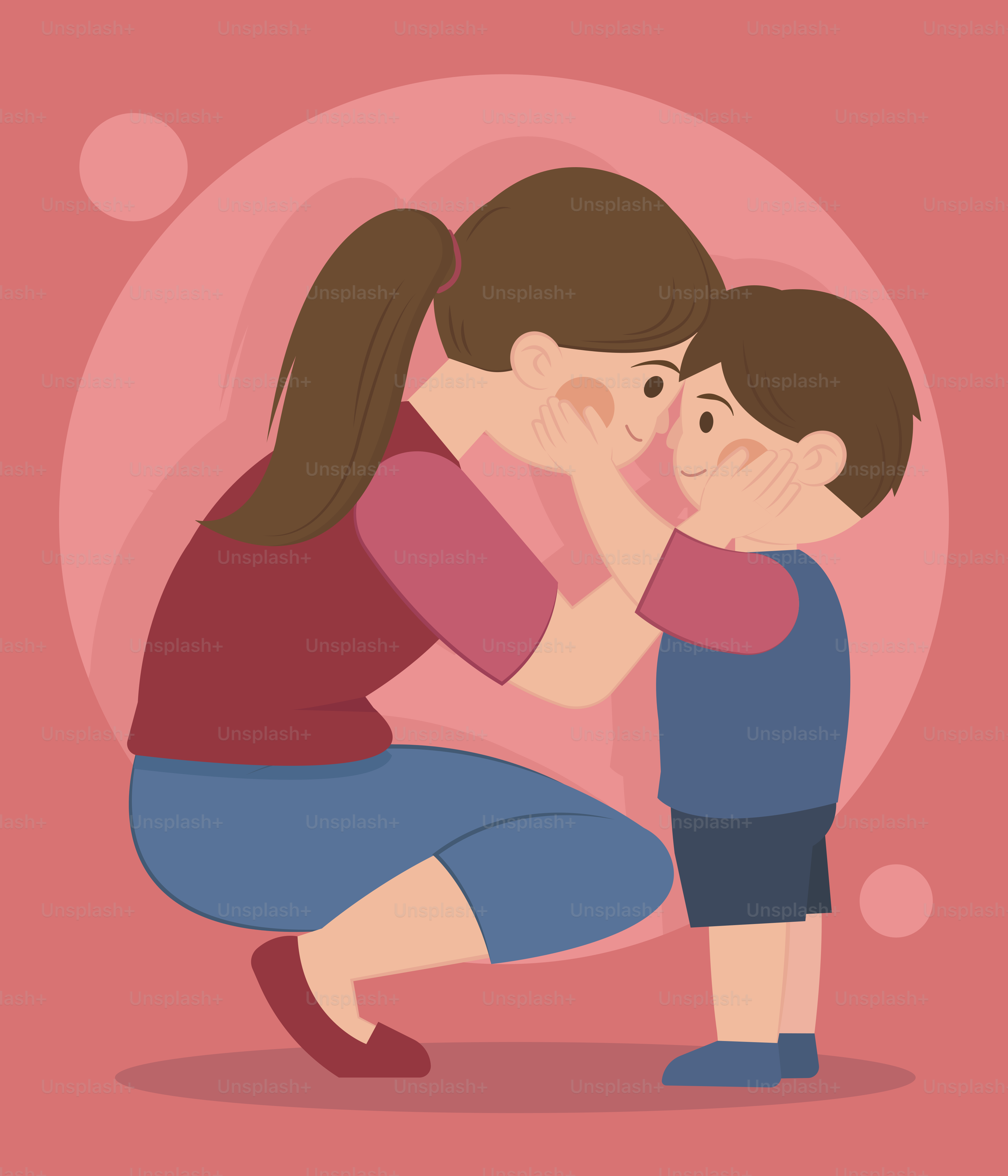 parentalité de la mère, du père et des enfants s'embrassant dans une  famille aimante. illustration vectorielle de fond de dessin animé mignon  pour la bannière ou la psychologie 5132054 Art vectoriel chez, image size:3000x3500