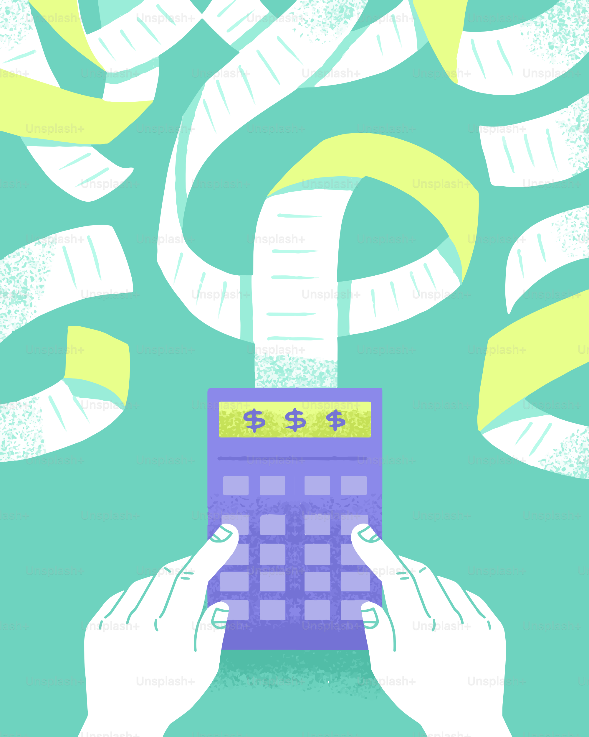 Calculating expenses with a calculator and receipts.