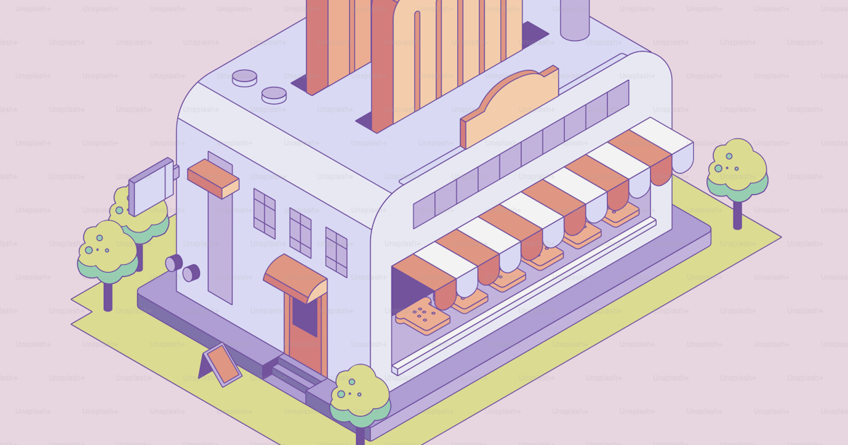 A building shaped like a toaster produces bread. vector – Building ...