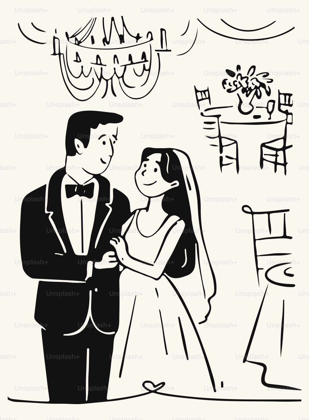 A bride and groom celebrate their wedding.