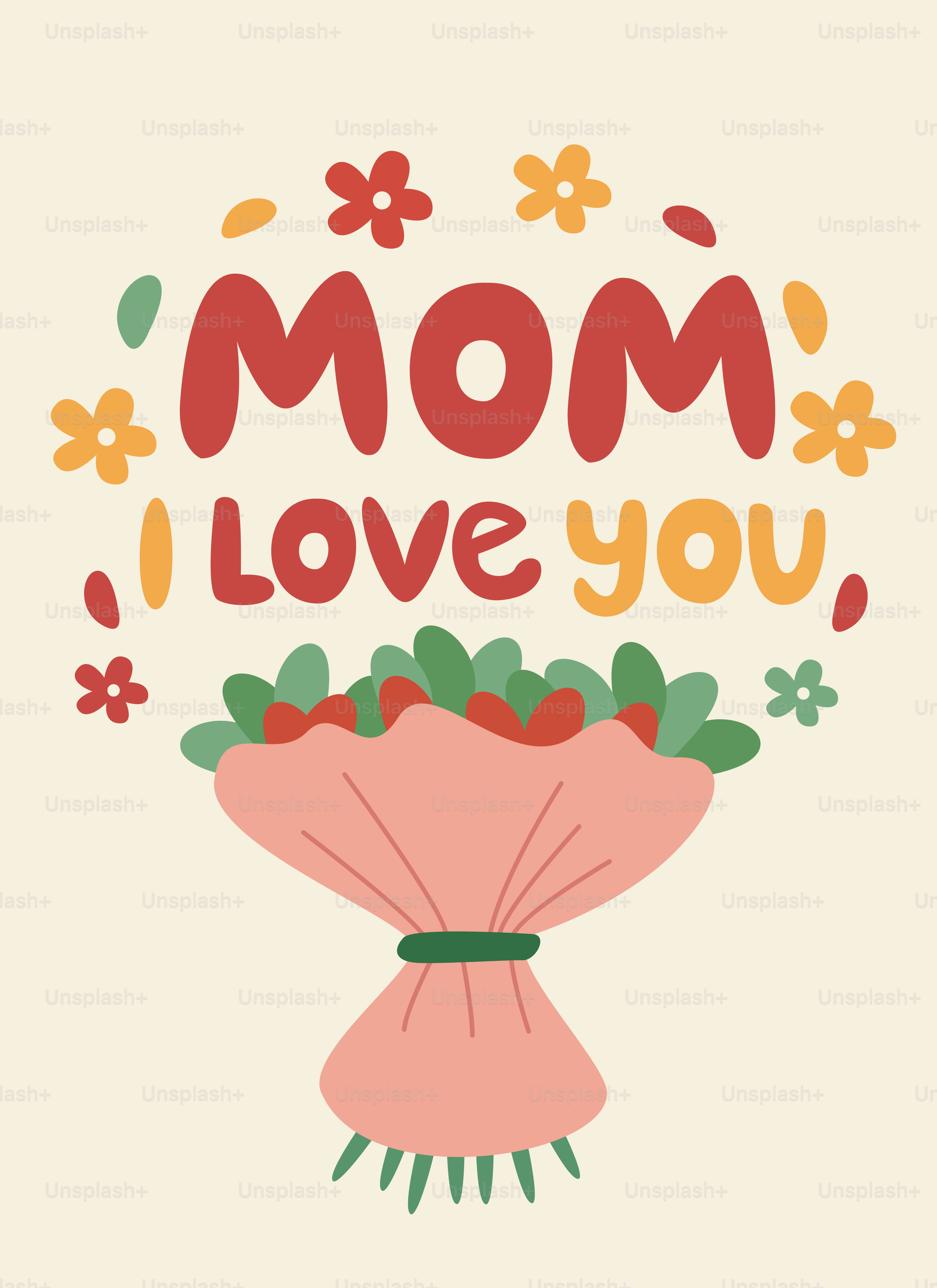 Un biglietto per la festa della mamma dice "mamma, ti voglio bene."