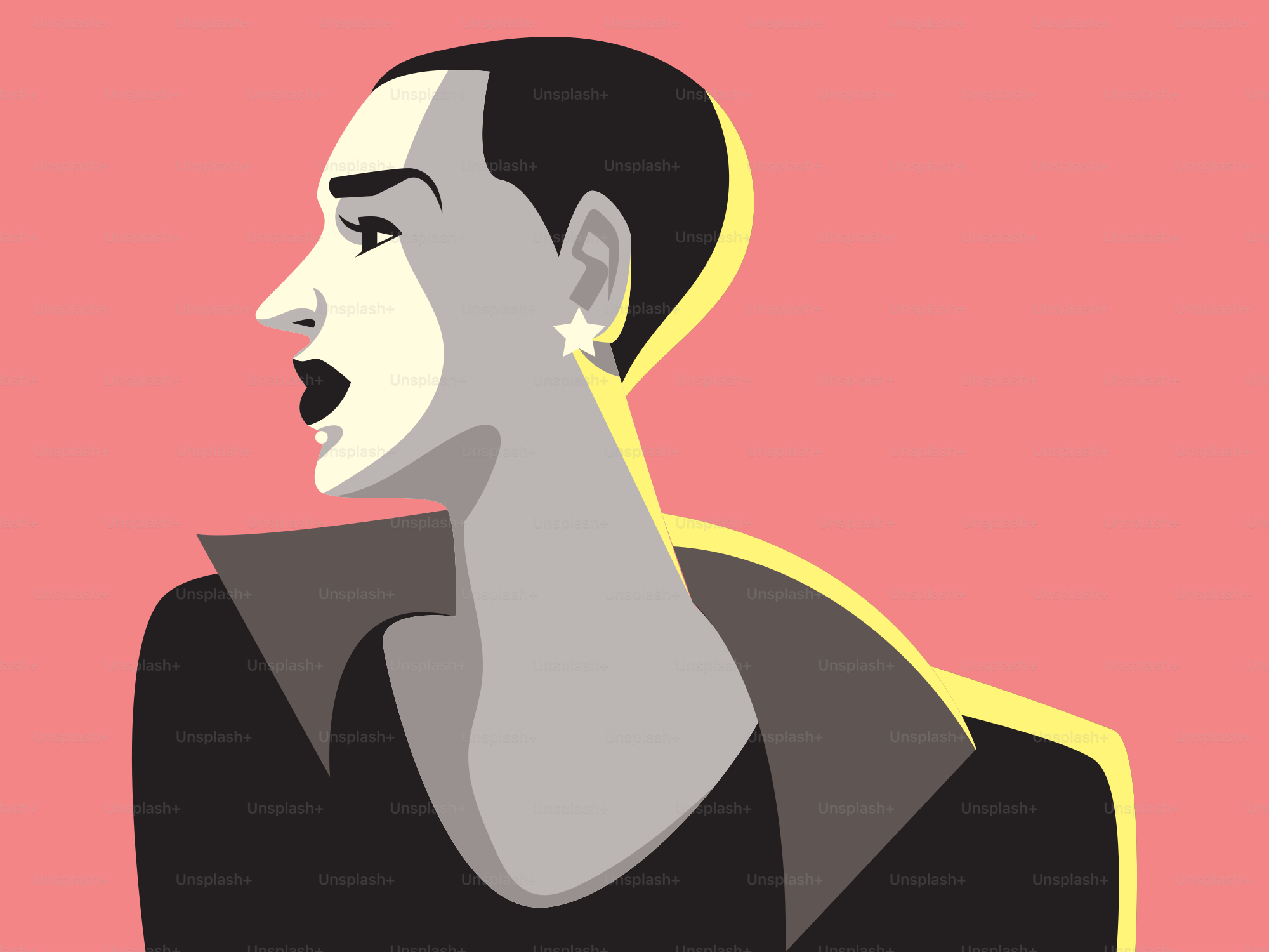 Femme aux cheveux courts a l’air surprise.