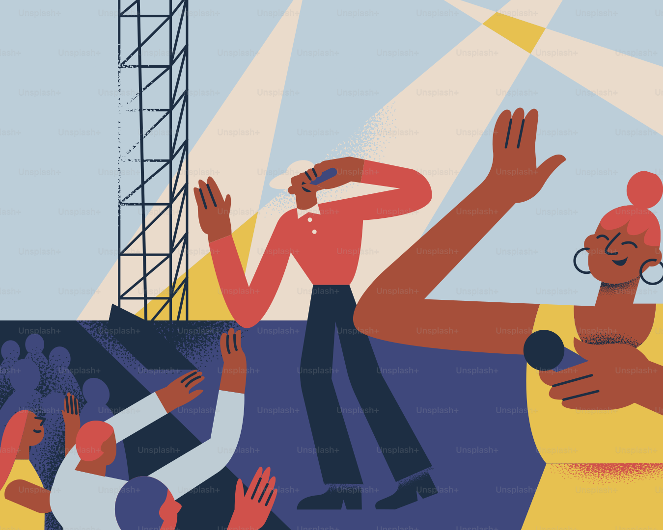 Die Leute genießen ein Konzert auf der Bühne.