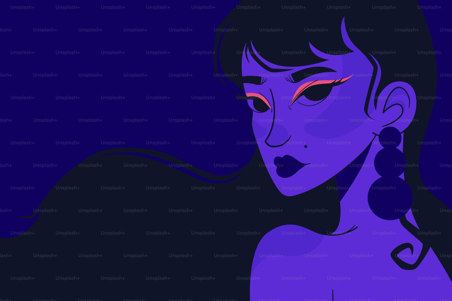 A purple portrait of a woman.