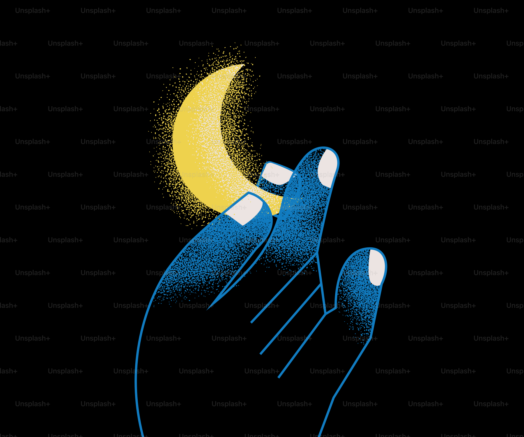 Hand holding the moon in the night sky.