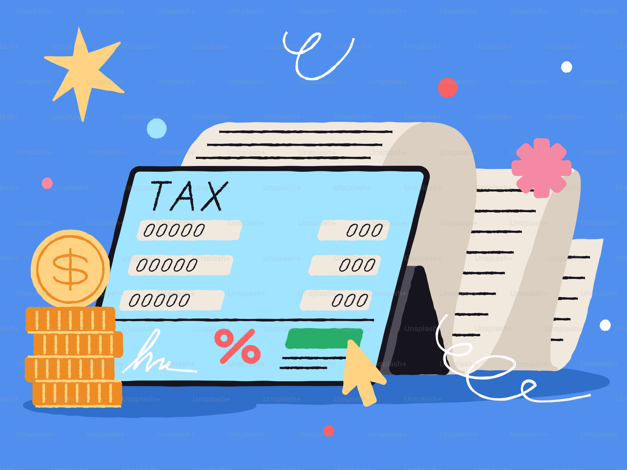 Taxes and money are being calculated.