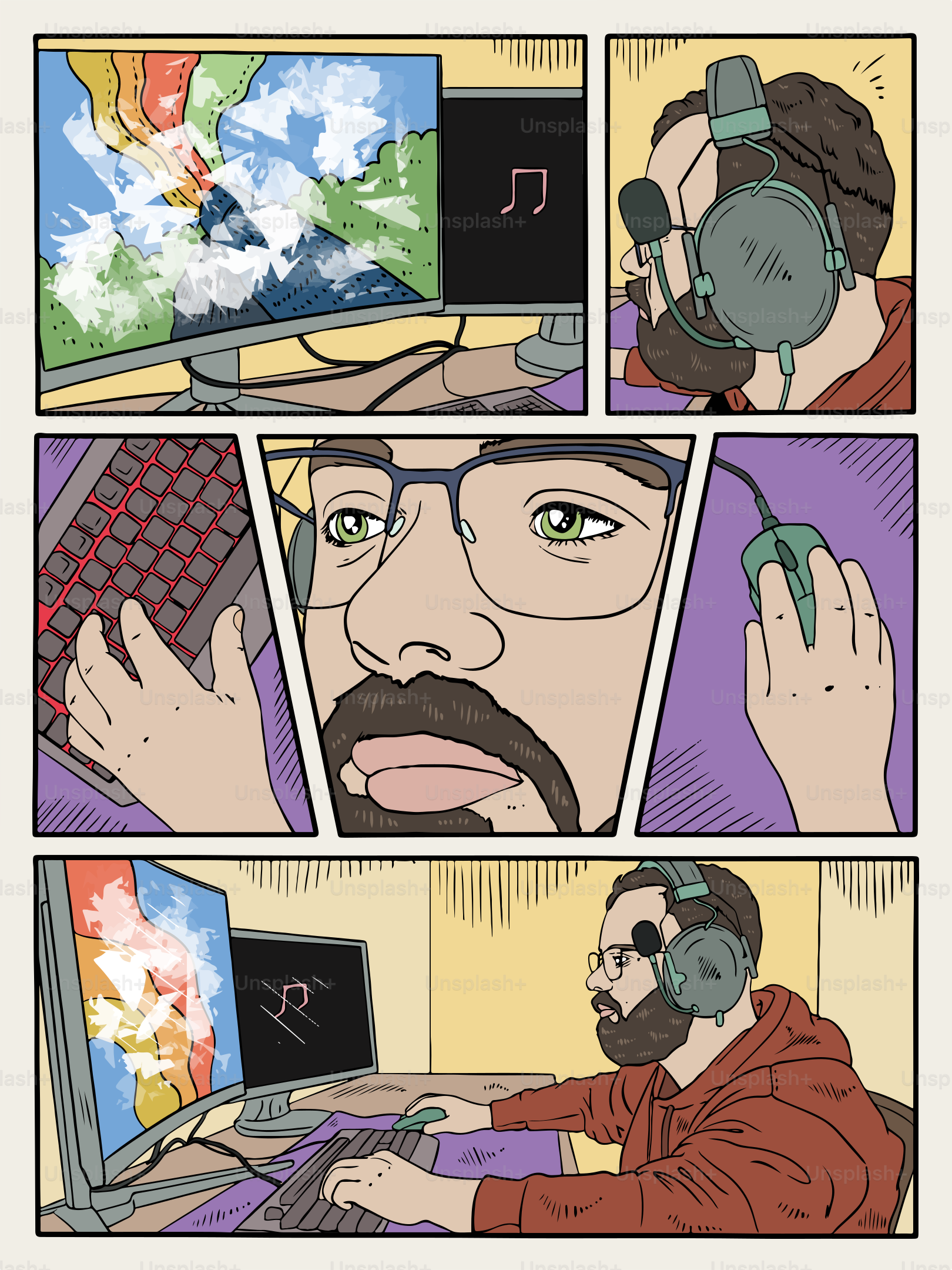 Un jugador juega a un juego en su ordenador.