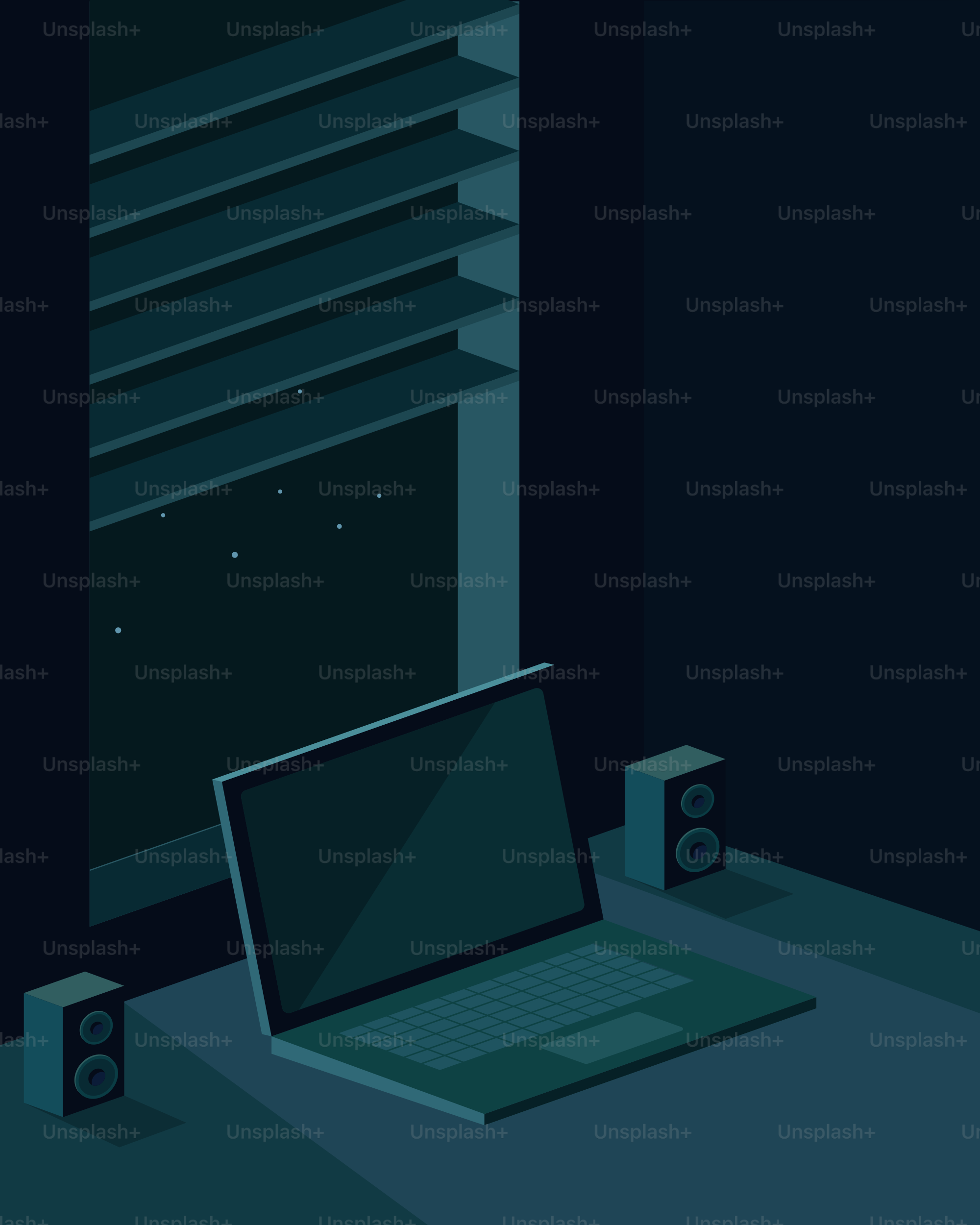 Laptop auf einem Schreibtisch mit Nachtfenster.