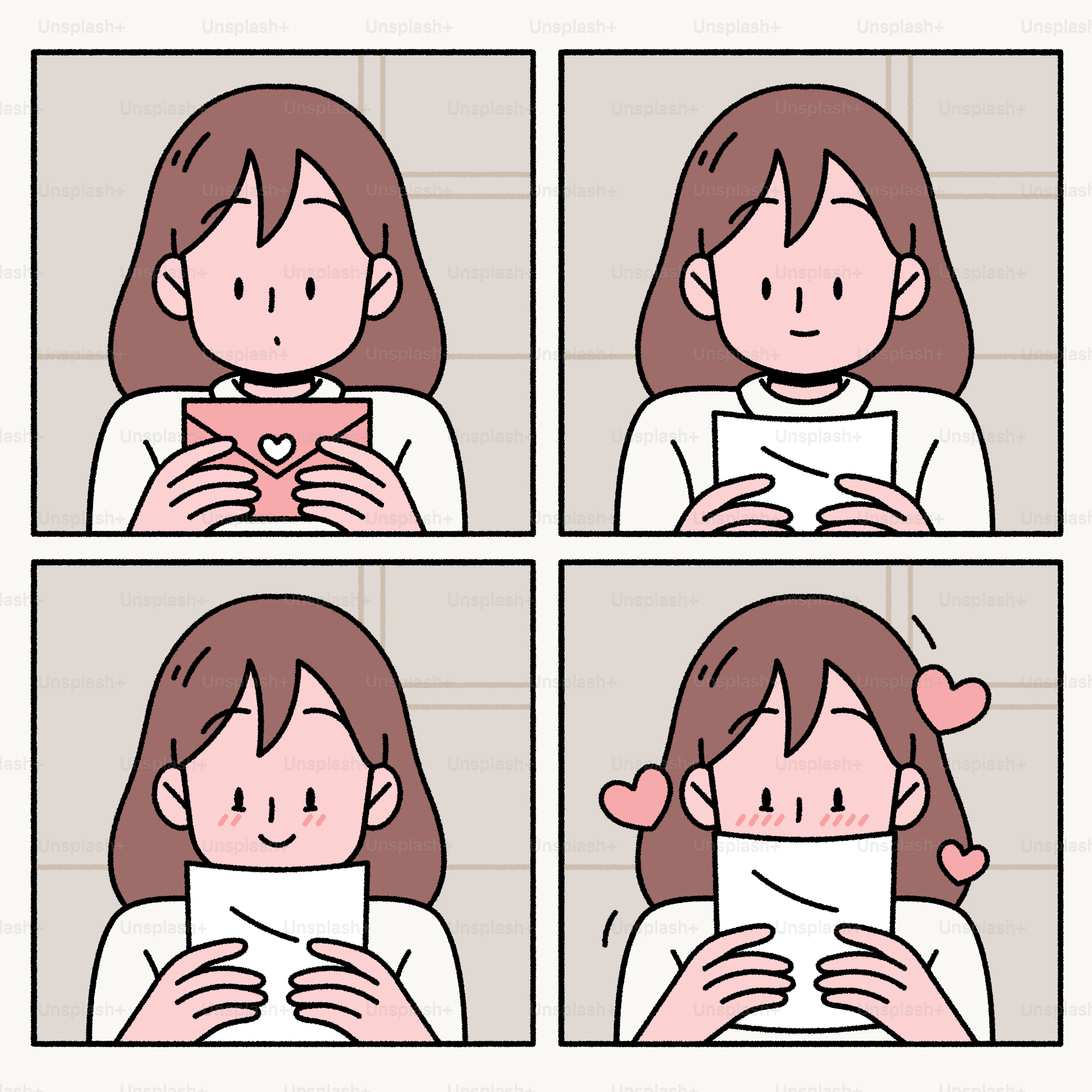 A woman receives a love letter and is happy.