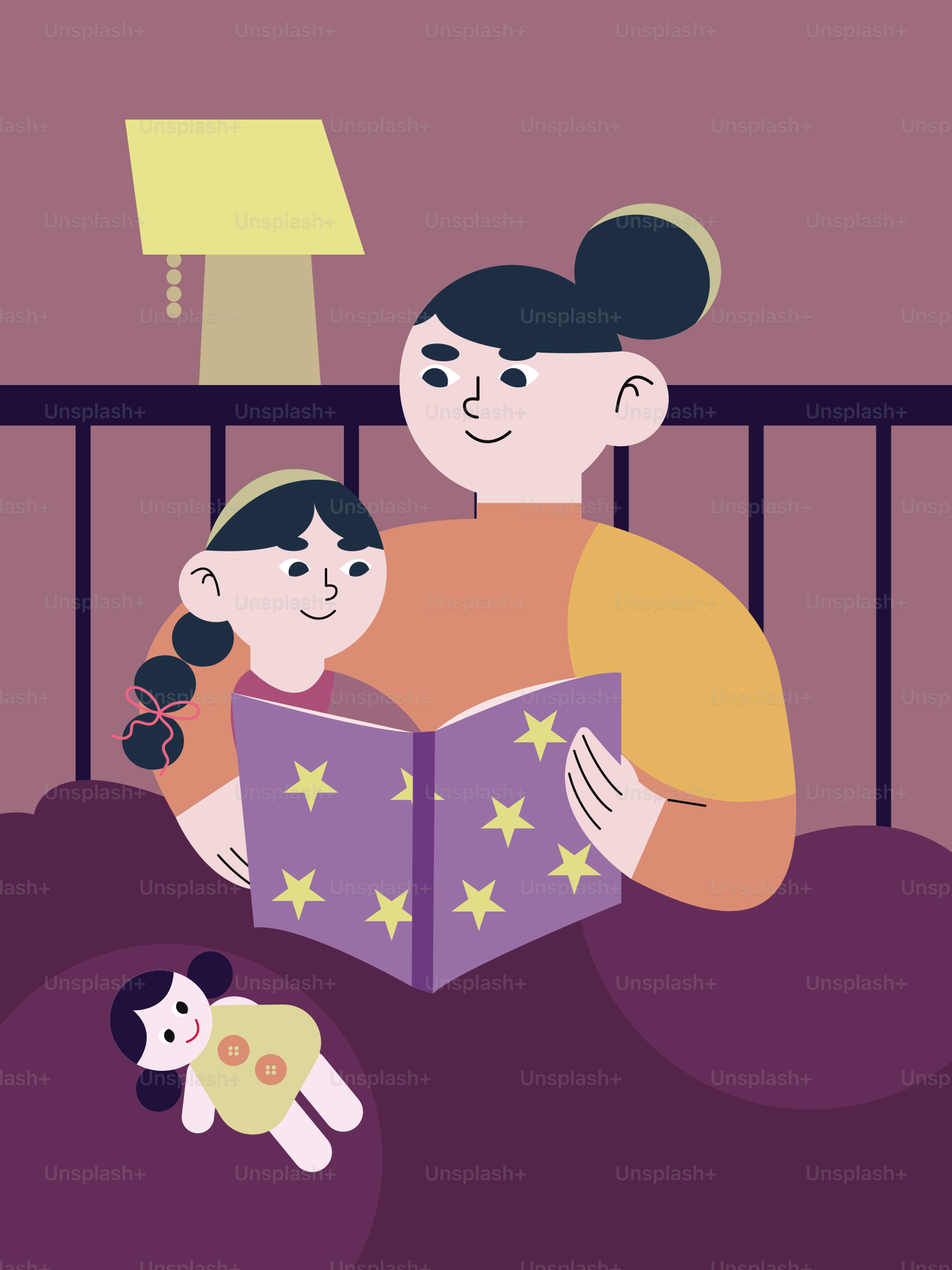 Mutter und Tochter lesen zusammen ein Buch.
