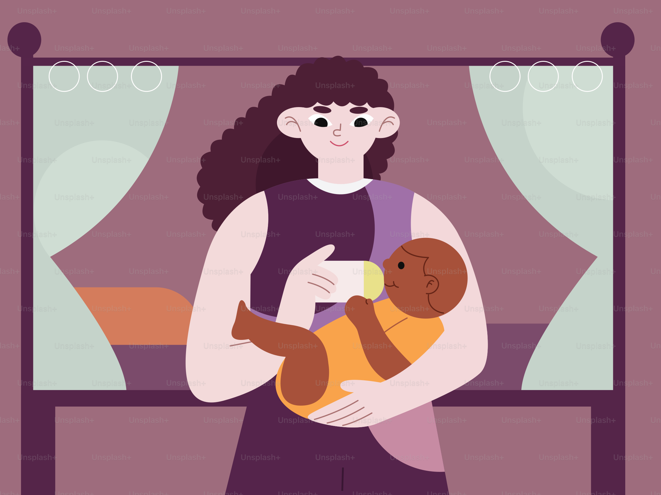 Una madre le da un biberón a su bebé.