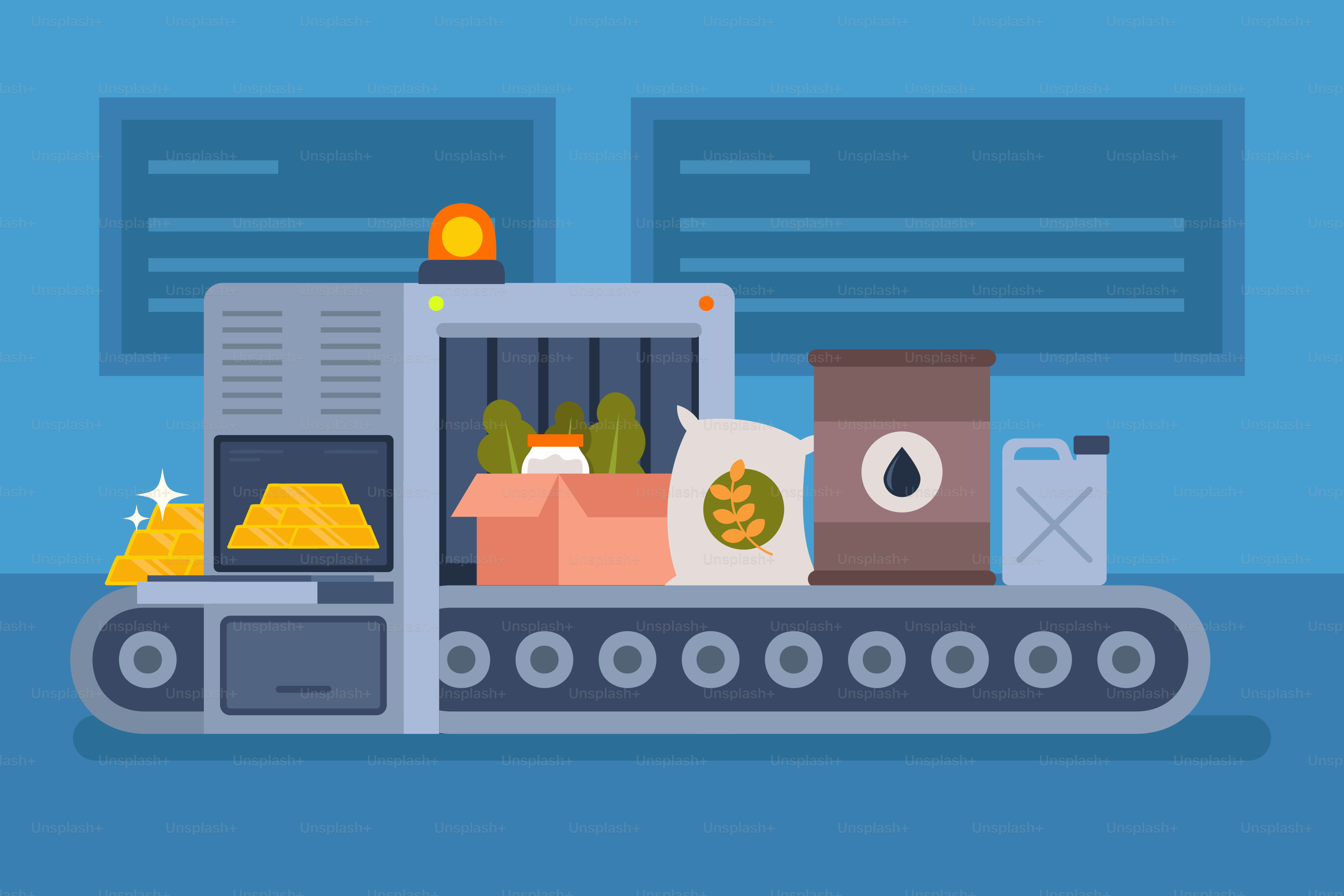 Items are passing through a security scanner.