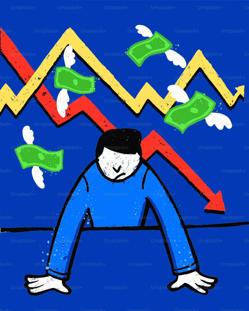 Financial losses and a struggling person.