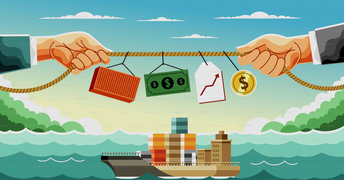 Trad Image International trade: tug-of-war with cargo. vector – Business Image on ...