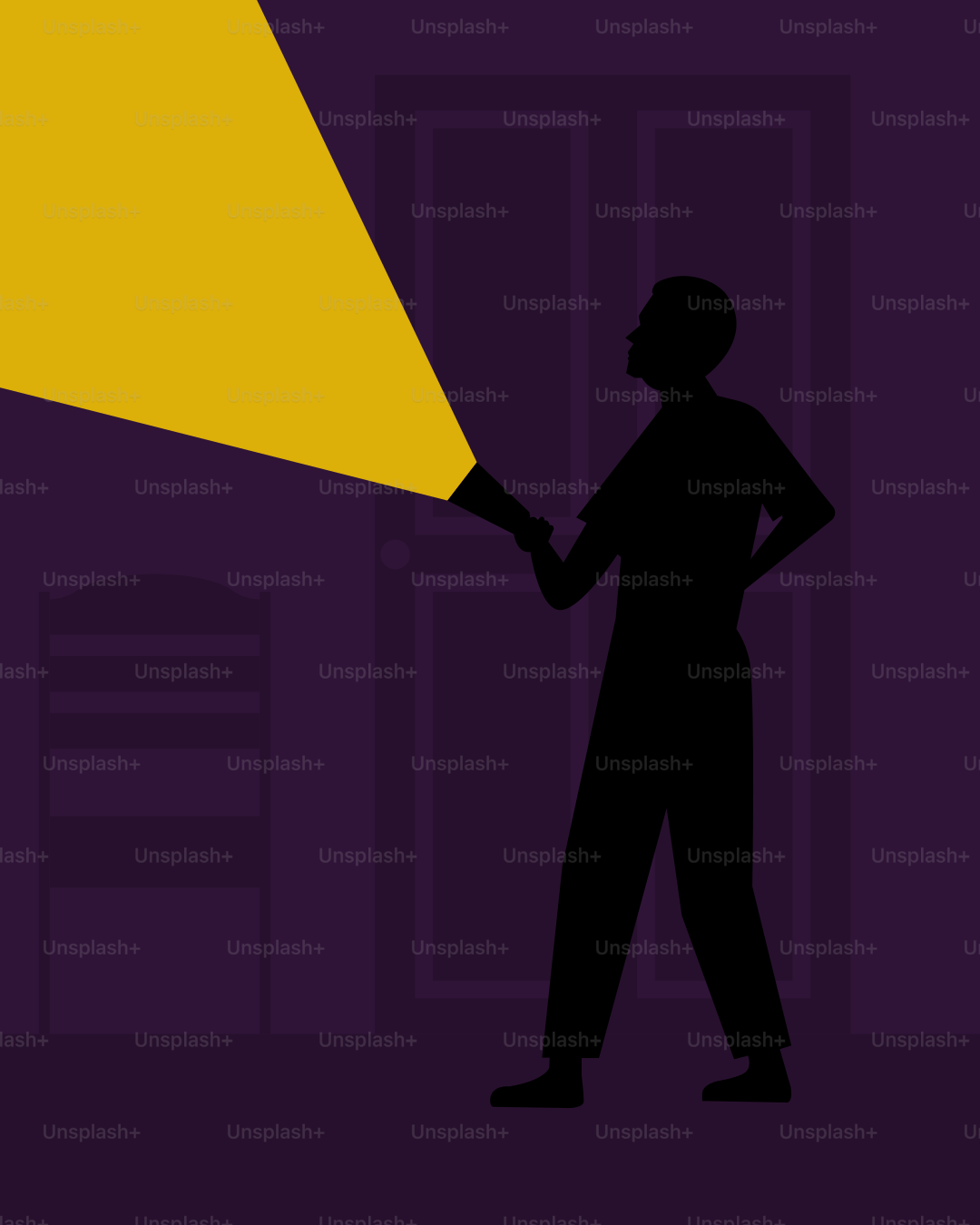 Une personne cherche avec une lampe de poche dans une pièce sombre.