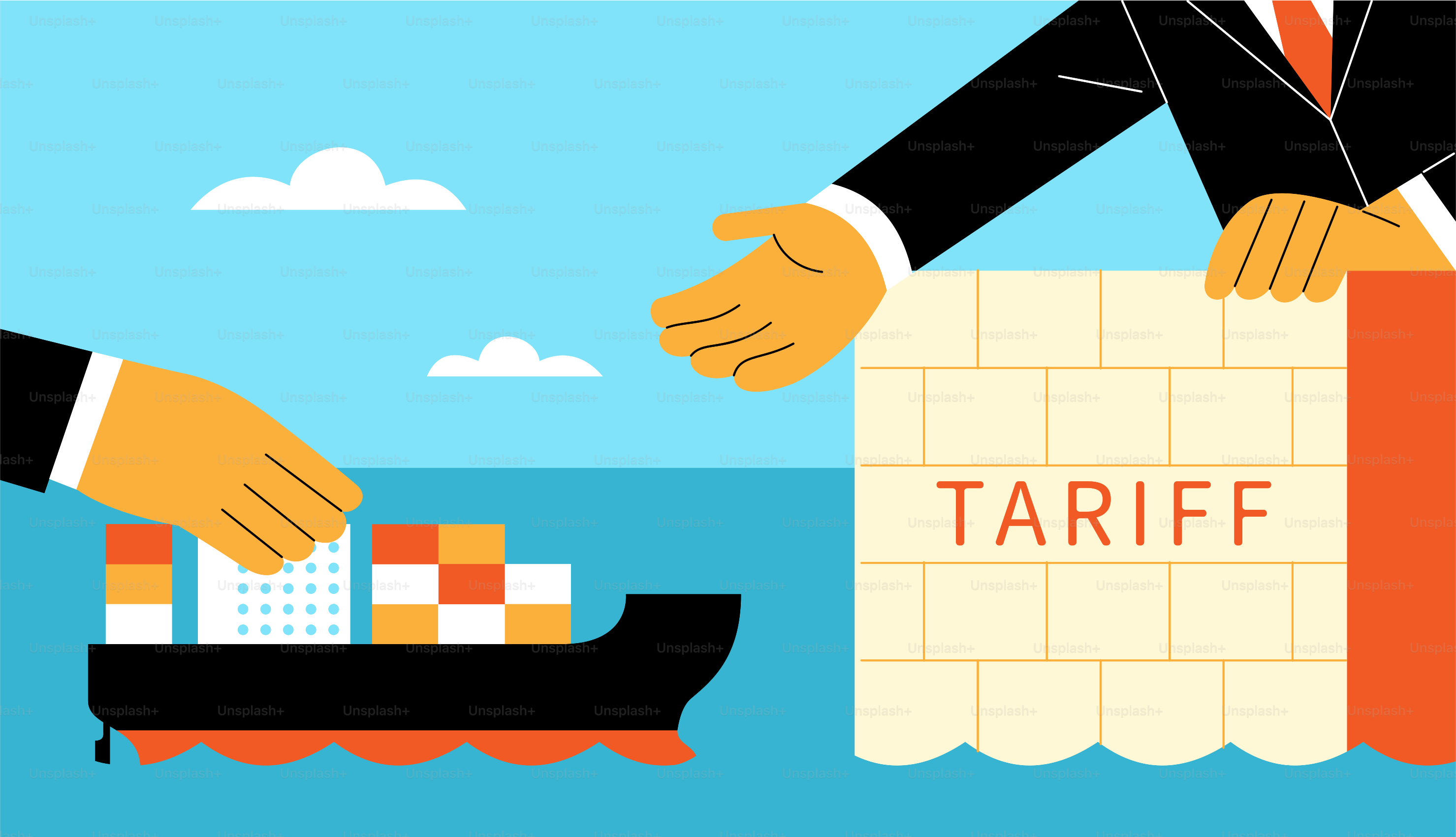 Tariff barrier preventing the cargo ship from trading.